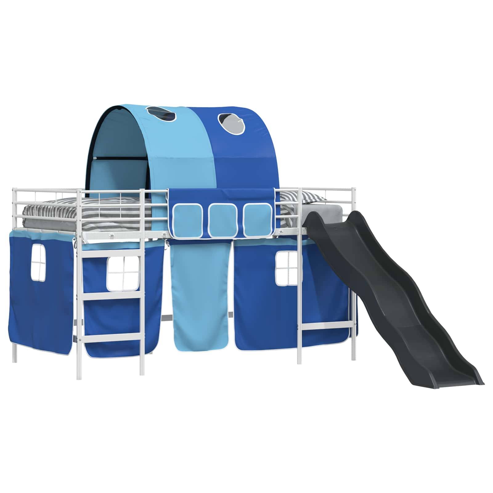 vidaXL Kinder-Etagenbett Weiß und Blau 100 x 200 cm Metall