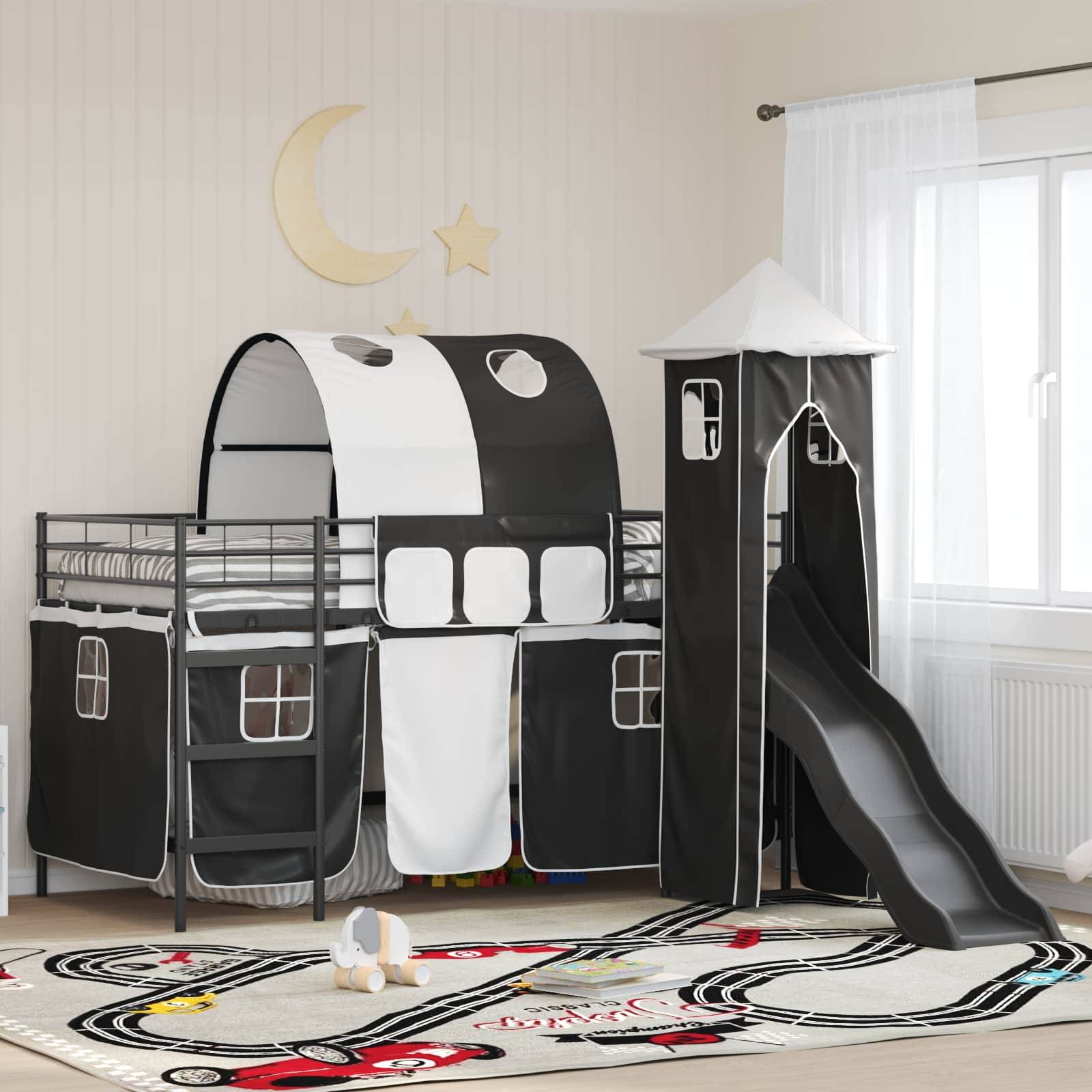 vidaXL Kinderloftbett Uni Schwarz 100 x 200 cm Metall