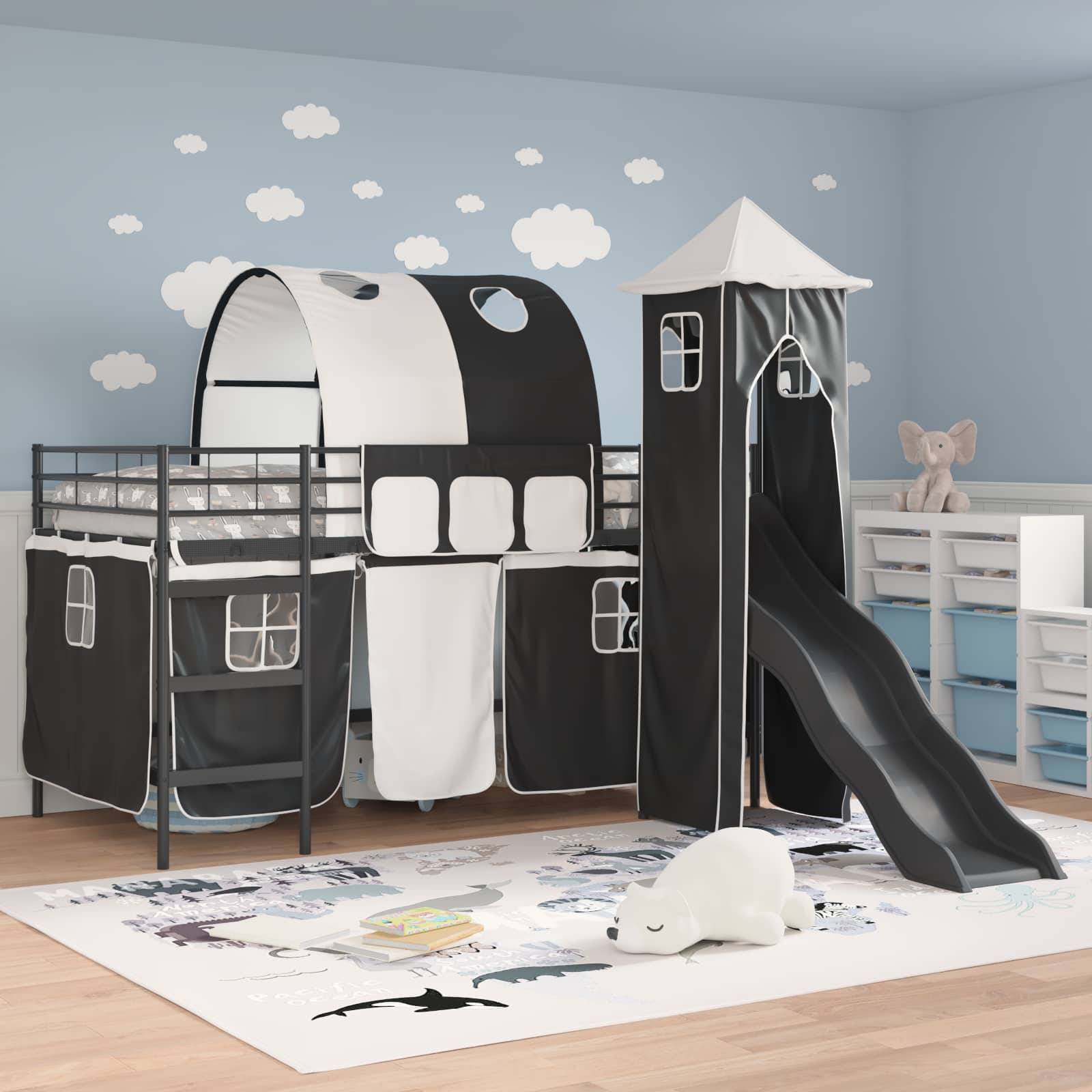 vidaXL Kinderloftbett Uni Schwarz 100 x 200 cm Metall