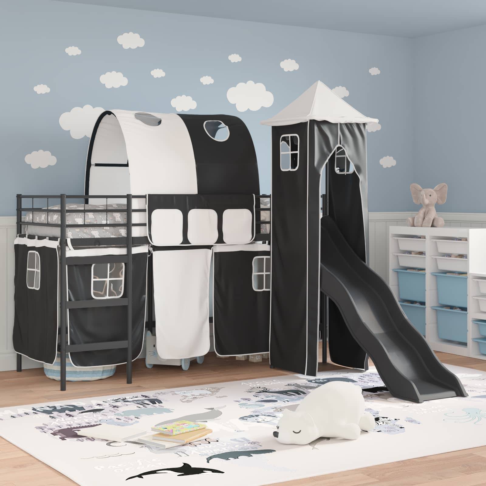 vidaXL Kinderloftbett Uni Schwarz 90 x 190 cm Metall