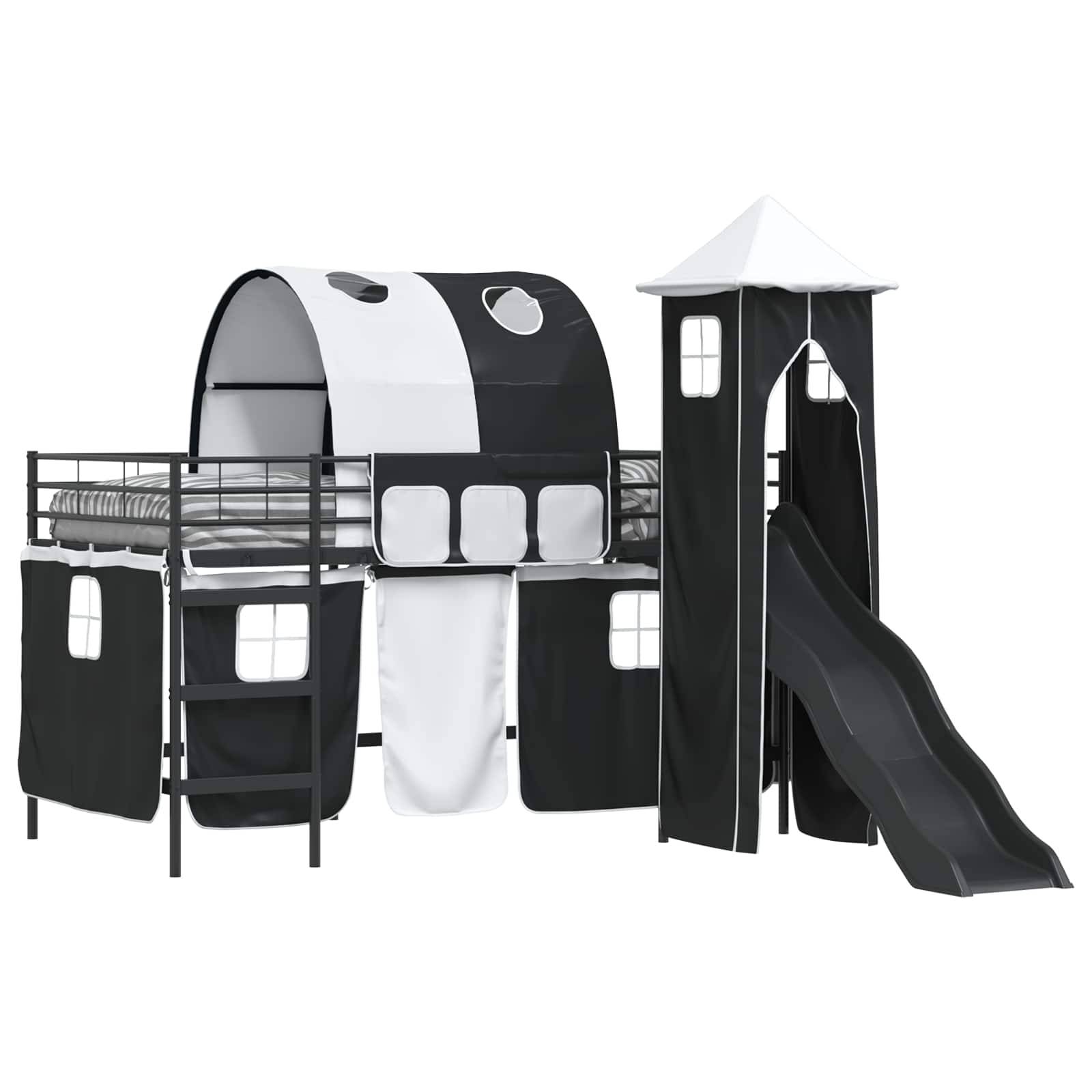 vidaXL Kinderloftbett Uni Schwarz 100 x 200 cm Metall