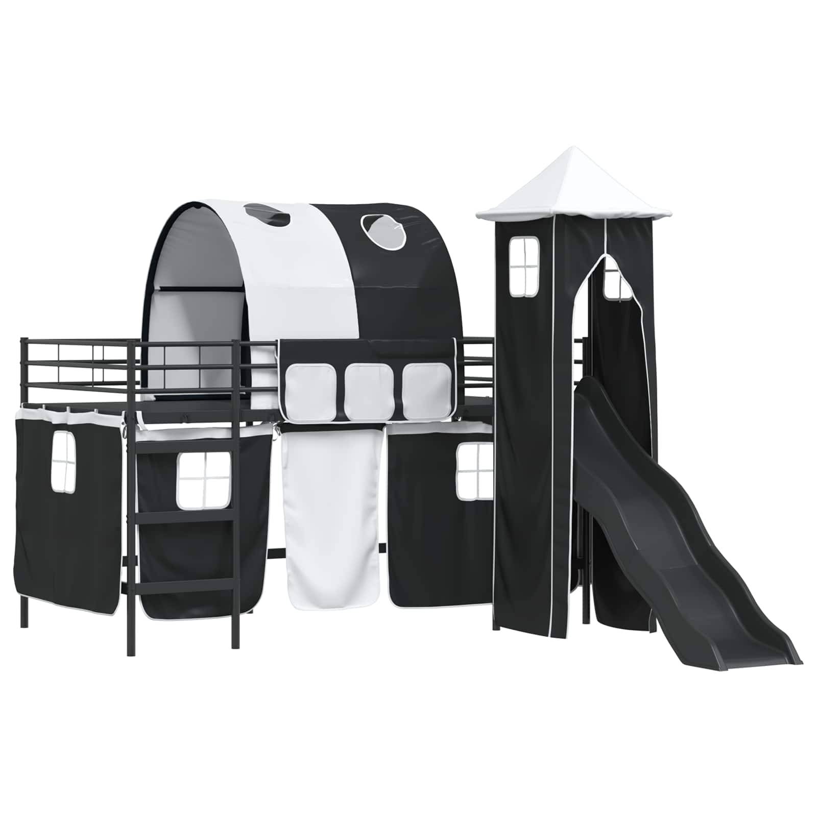 vidaXL Kinderloftbett Uni Schwarz 100 x 200 cm Metall