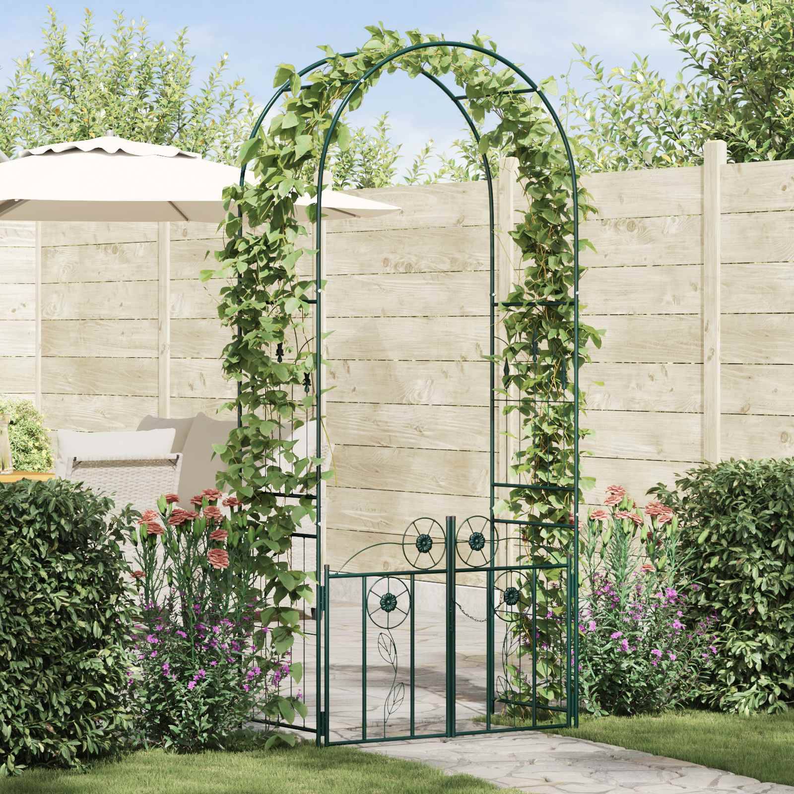 vidaXL Gartenbogen mit Schloss Grün 102 x 50 x 218 cm