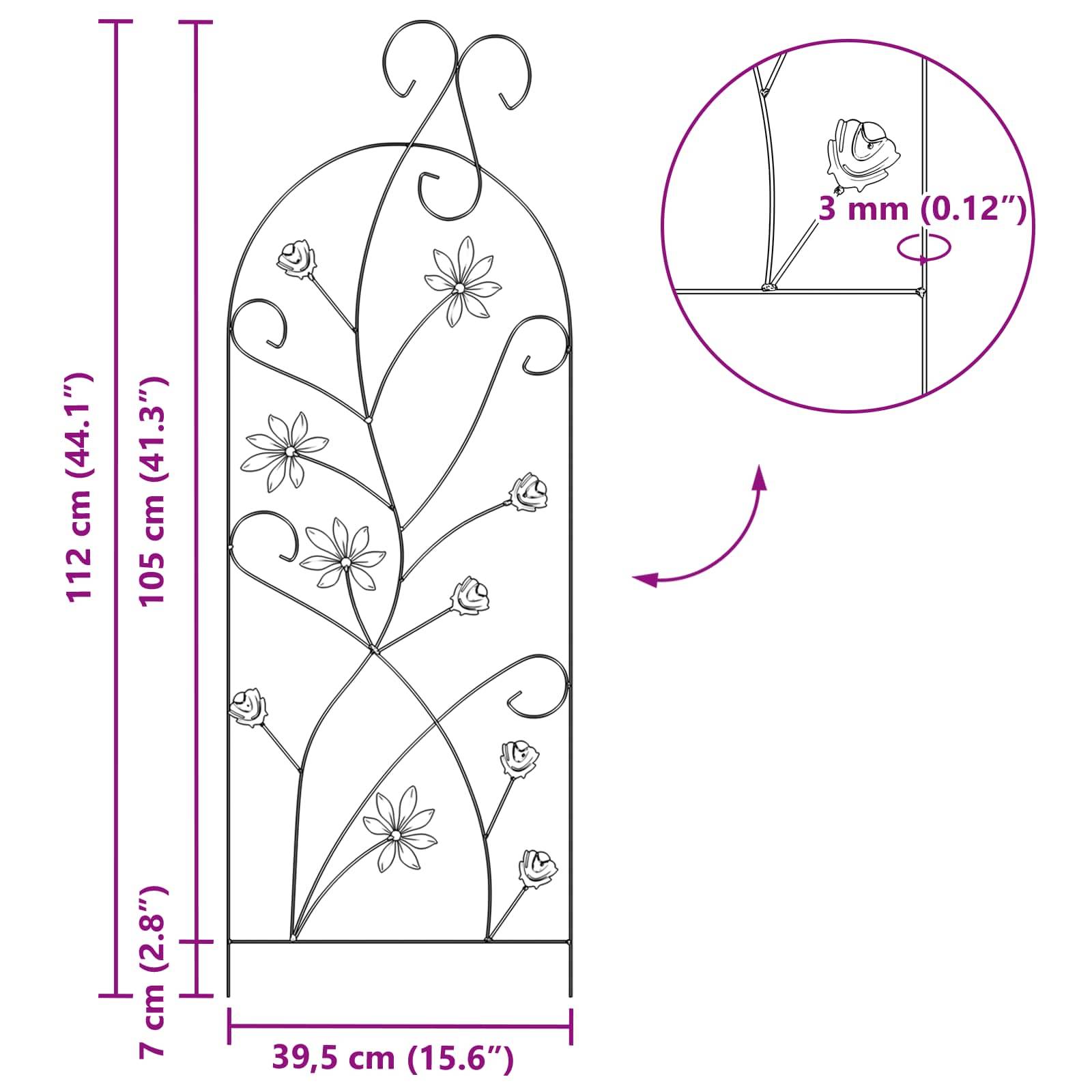 vidaXL Gartenzaun 3 pcs Grün 112 x 39,5 cm Stahl