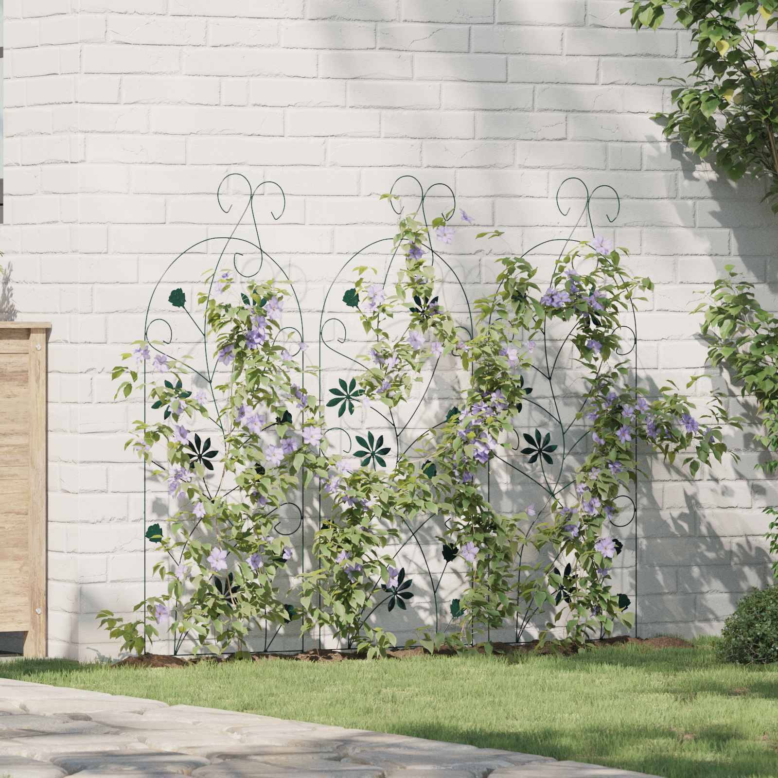 vidaXL Gartenzaun 3 pcs Grün 112 x 40 cm Stahl