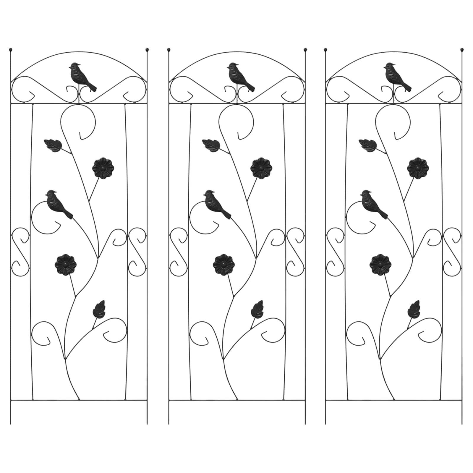vidaXL Gartenzaun 3 pcs Schwarz 112 x 40 cm Stahl