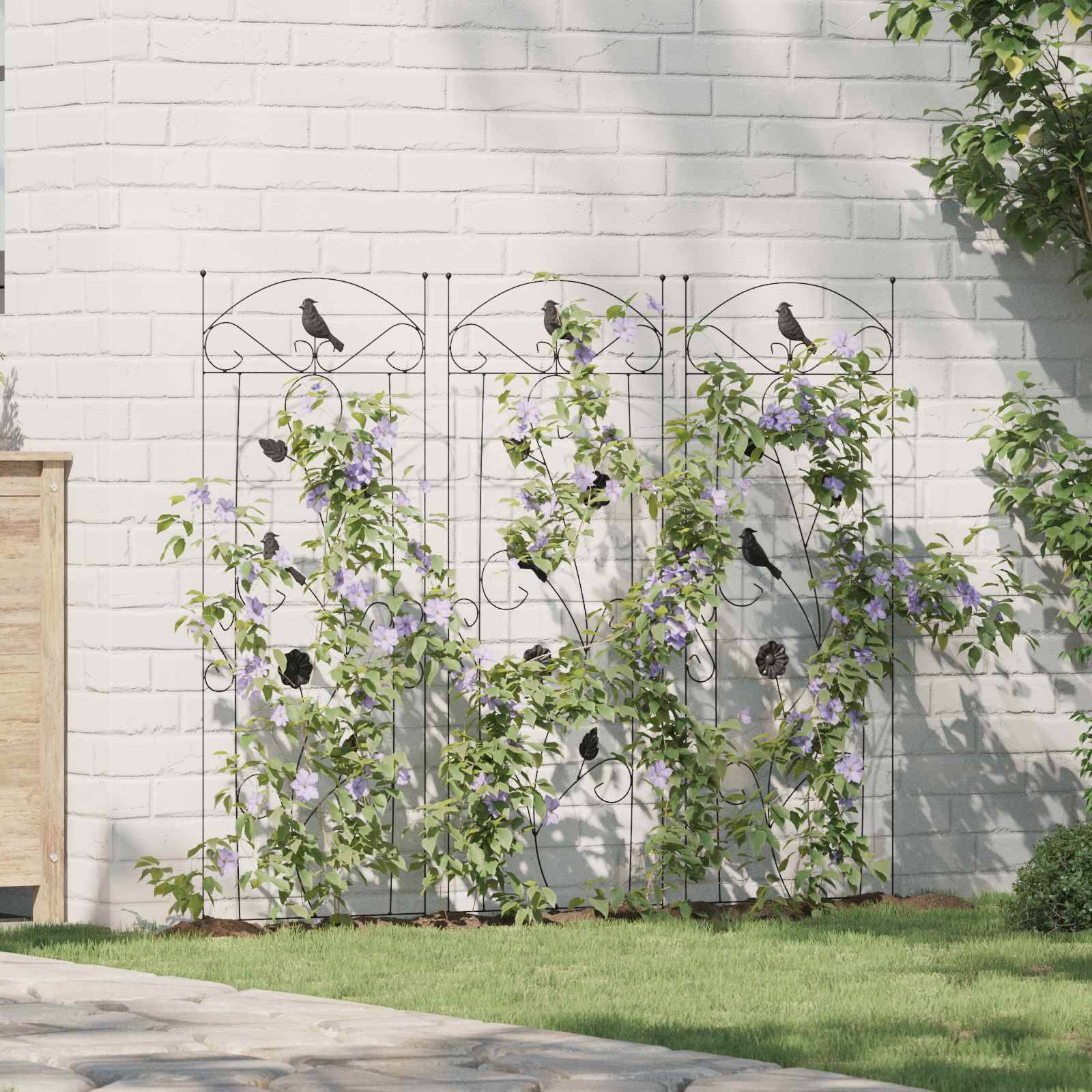 vidaXL Gartenzaun 3 pcs Schwarz 110 x 40 cm Stahl