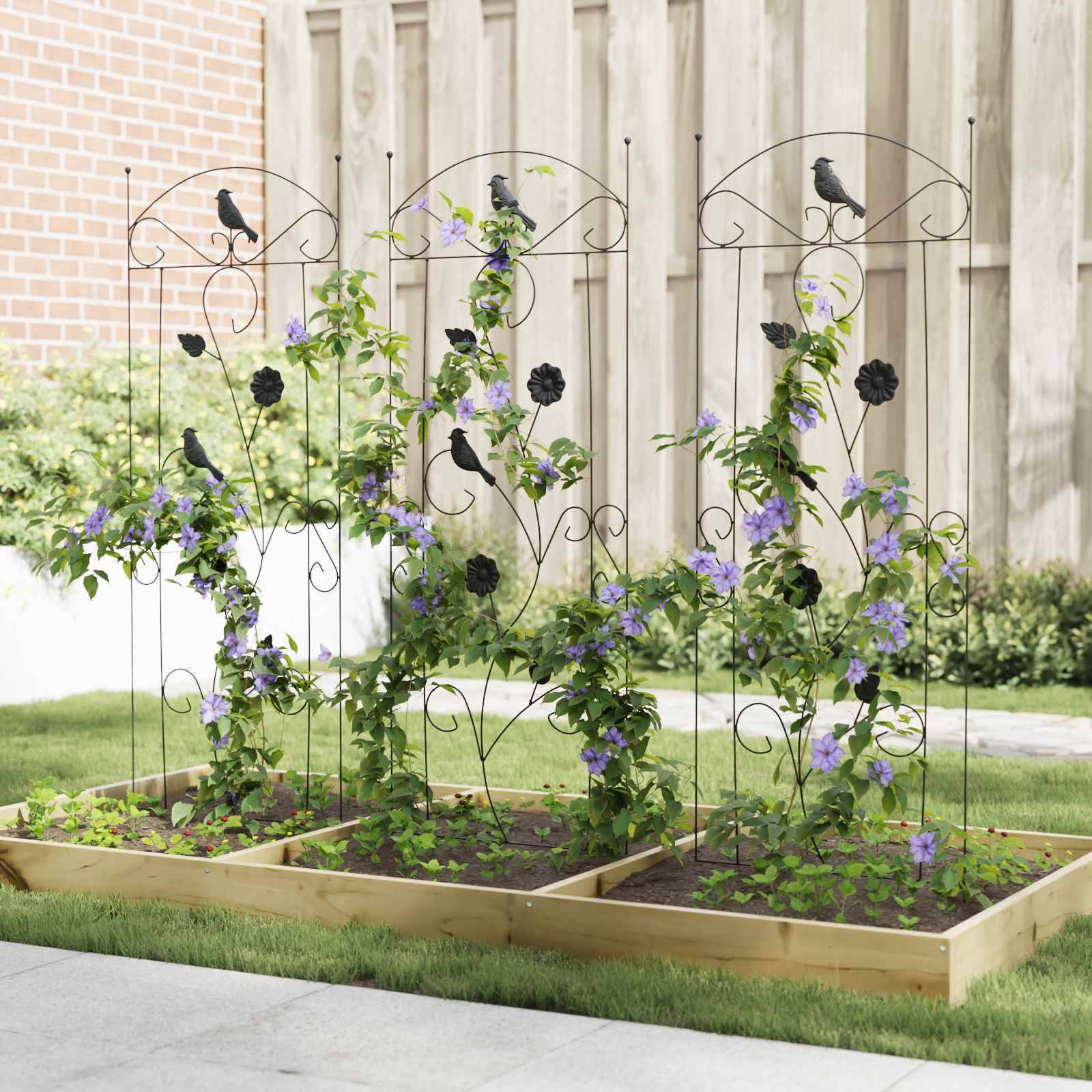 vidaXL Gartenzaun 3 pcs Schwarz 110 x 40 cm Stahl
