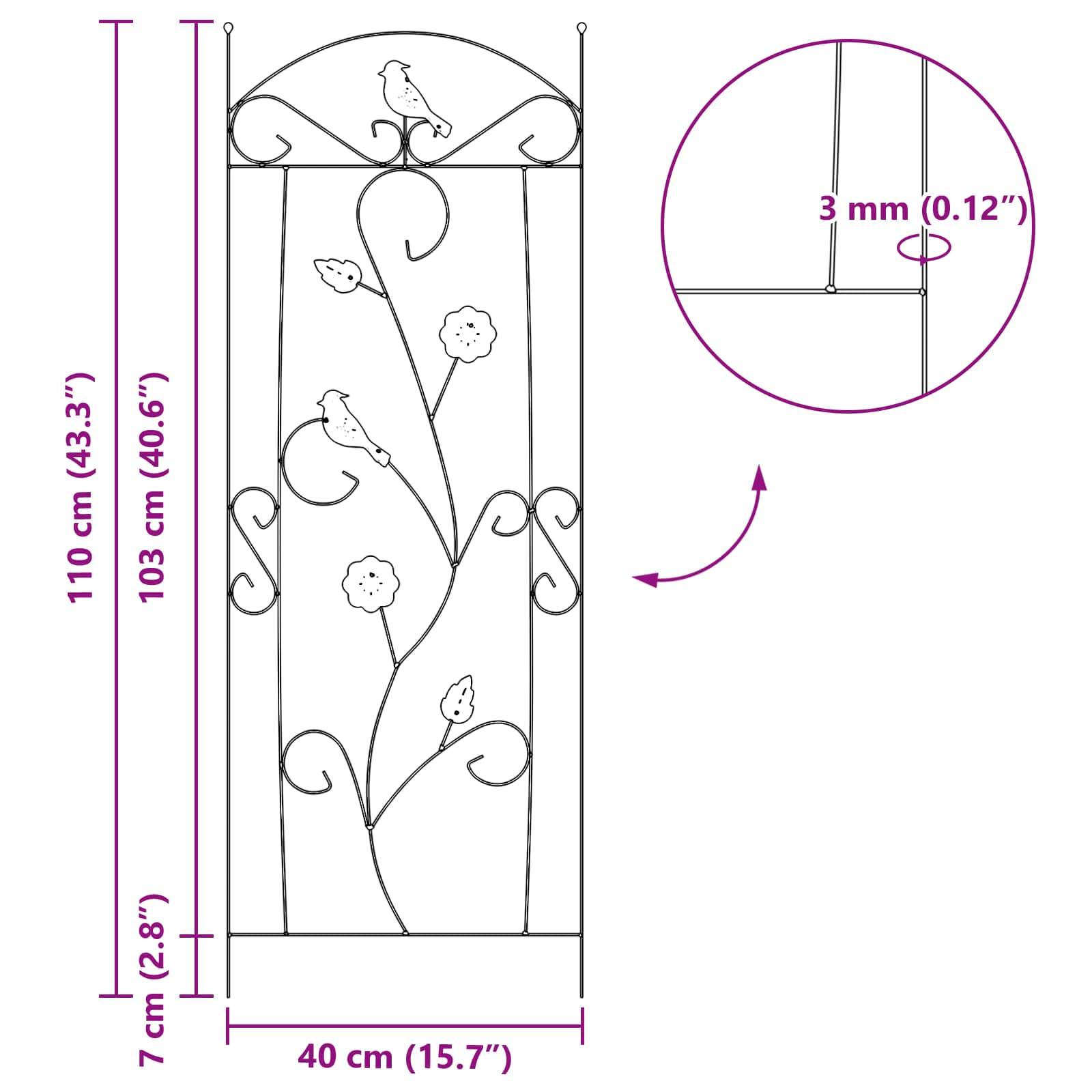 vidaXL Gartenzaun 3 pcs Grün 110 x 40 cm Stahl