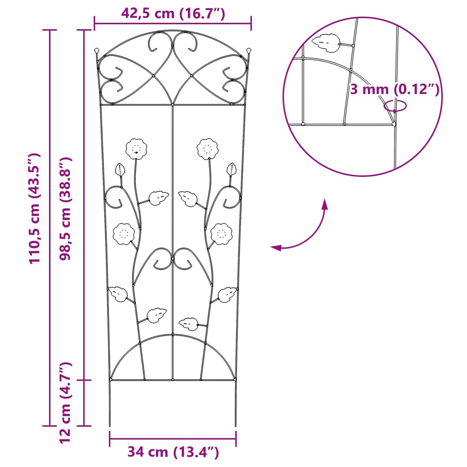 vidaXL Gartenzaun 3 pcs Grün 112 x 40 cm Stahl