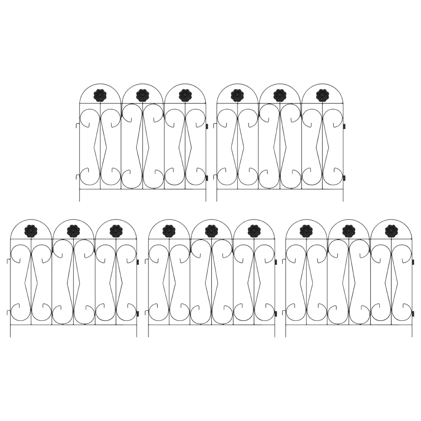 vidaXL Gartenzaun 5 pcs Schwarz Stahl