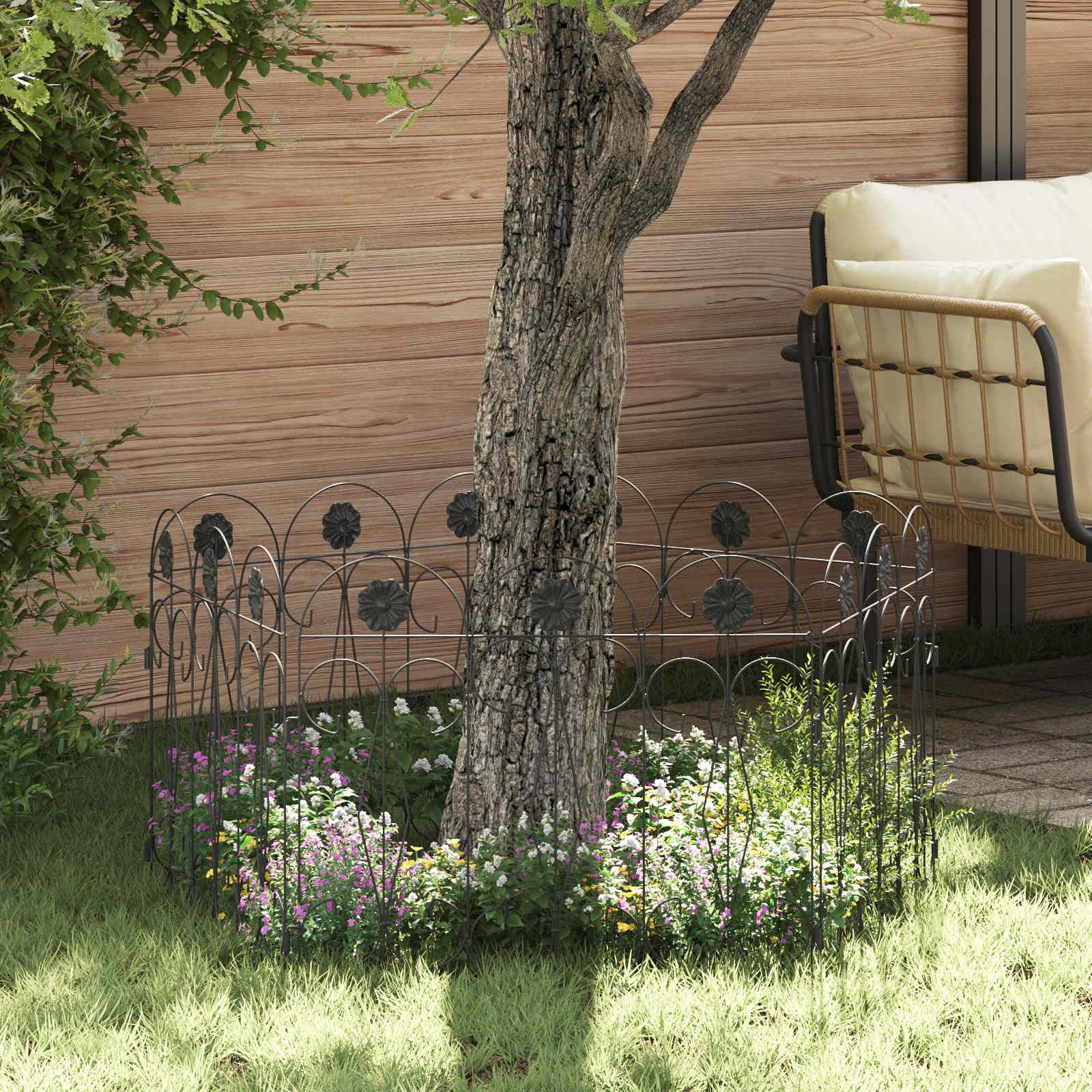 vidaXL Gartenzaun 5 pcs Schwarz Stahl