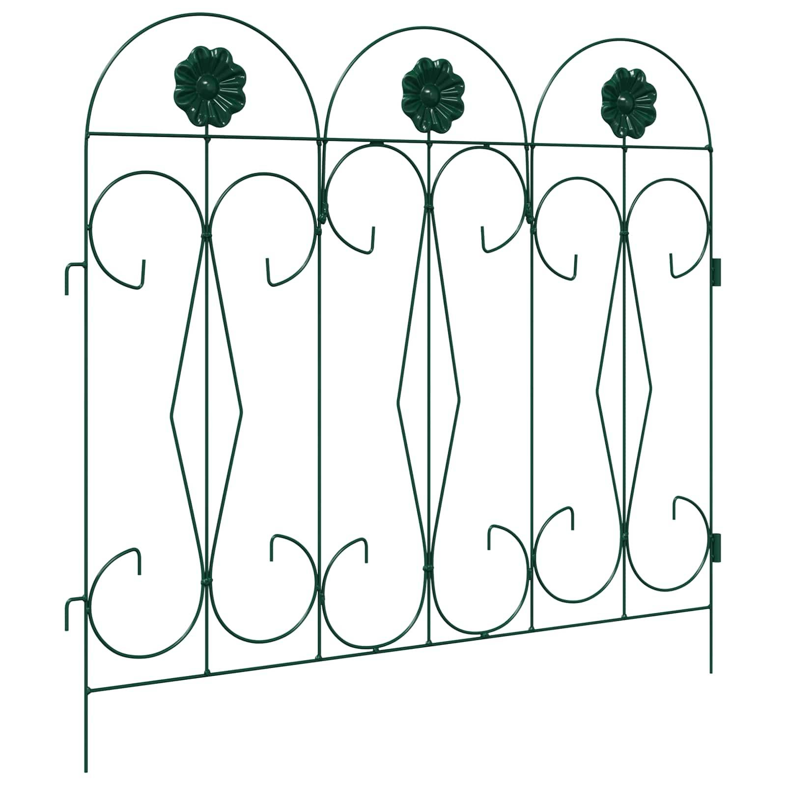 vidaXL Gartenzaun 5 pcs Grün Stahl