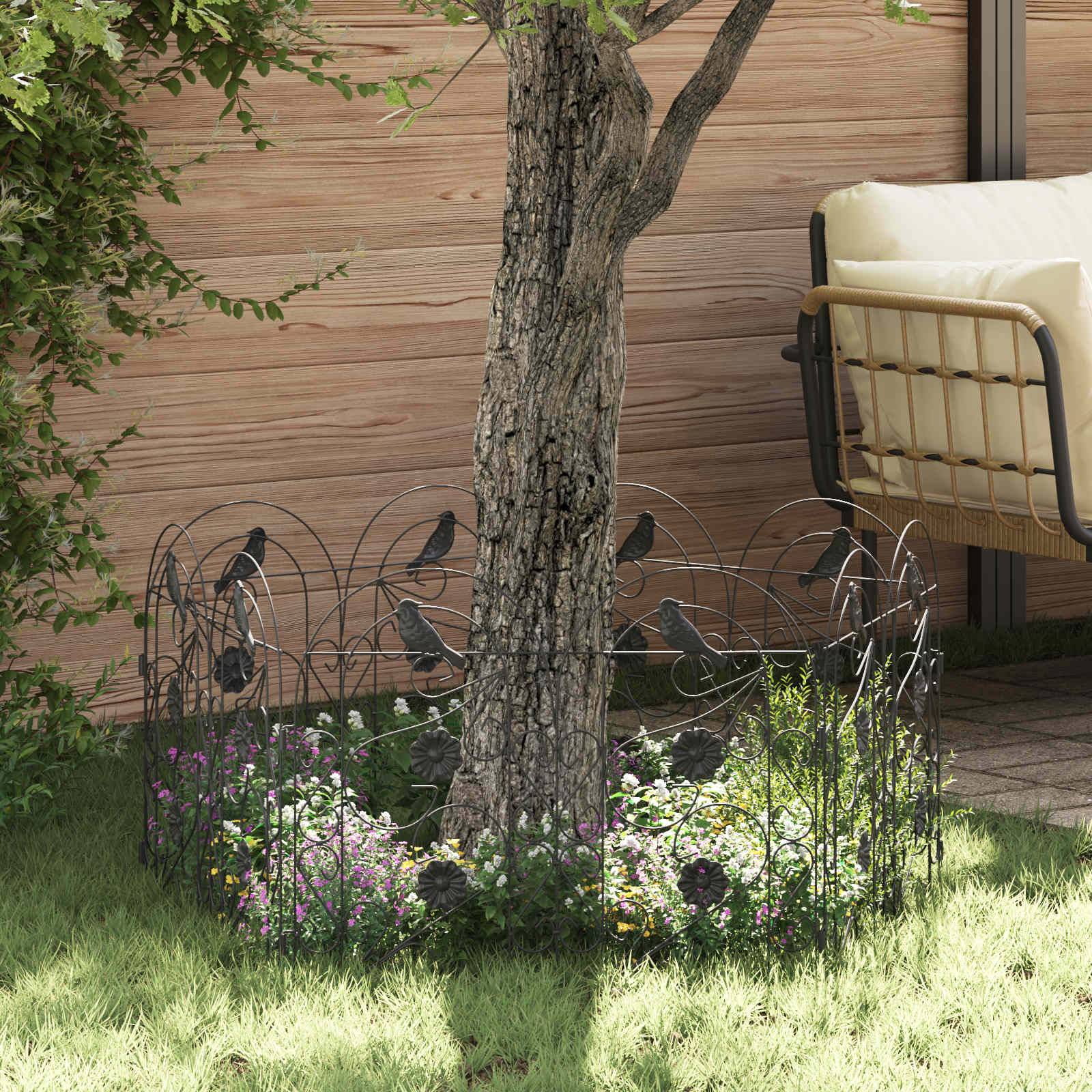 vidaXL Gartenzaun 5 pcs Schwarz Stahl