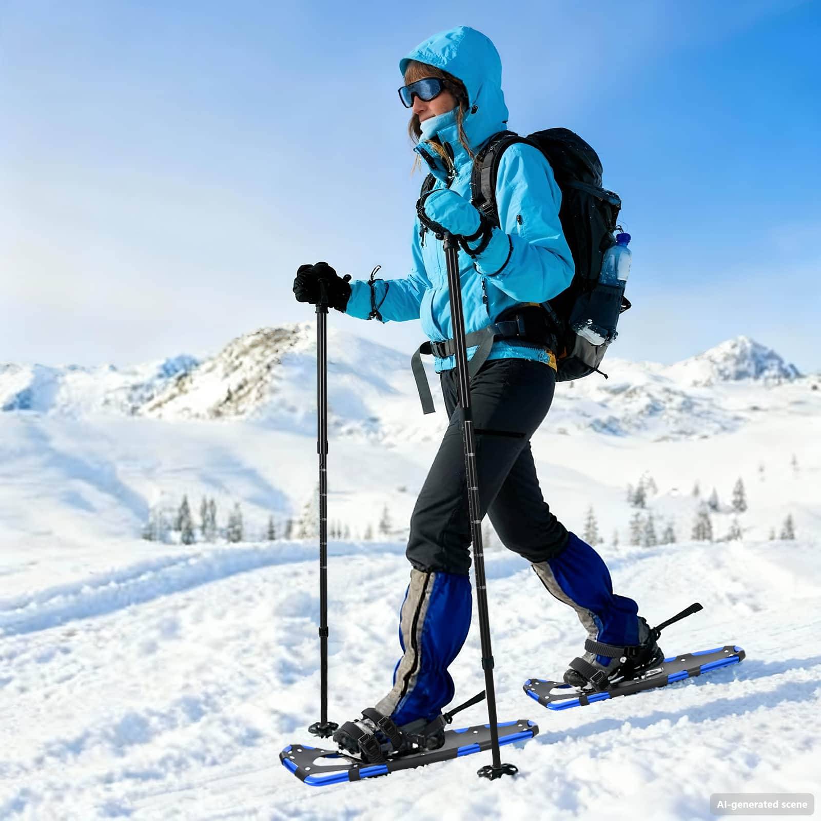 vidaXL 3 in 1 Schneeschuhe Blau und Schwarz 78,5 x 22 cm