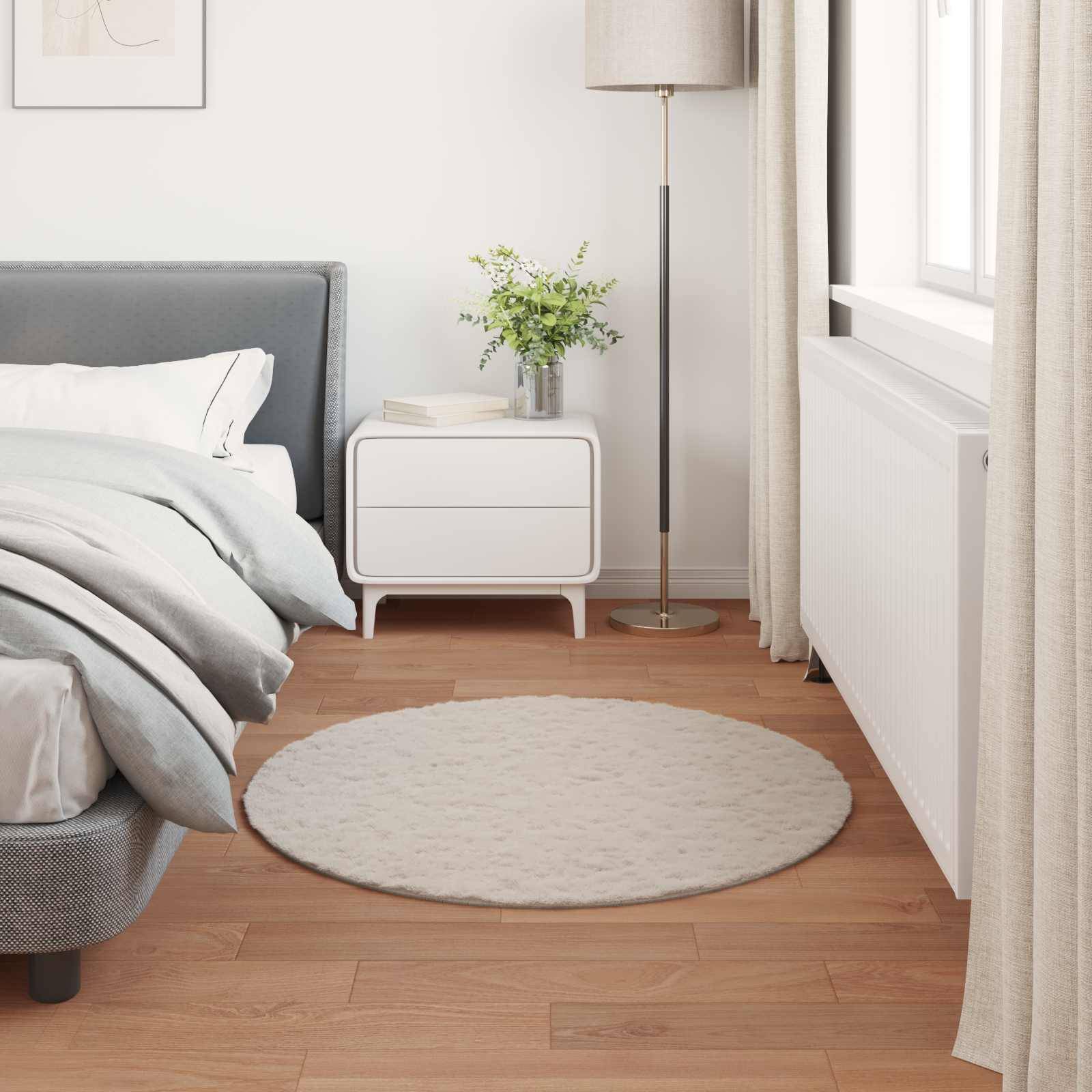vidaXL Rutschfester Teppich aus Kunstkaninchenfell OLITE Beige Ø 80 cm