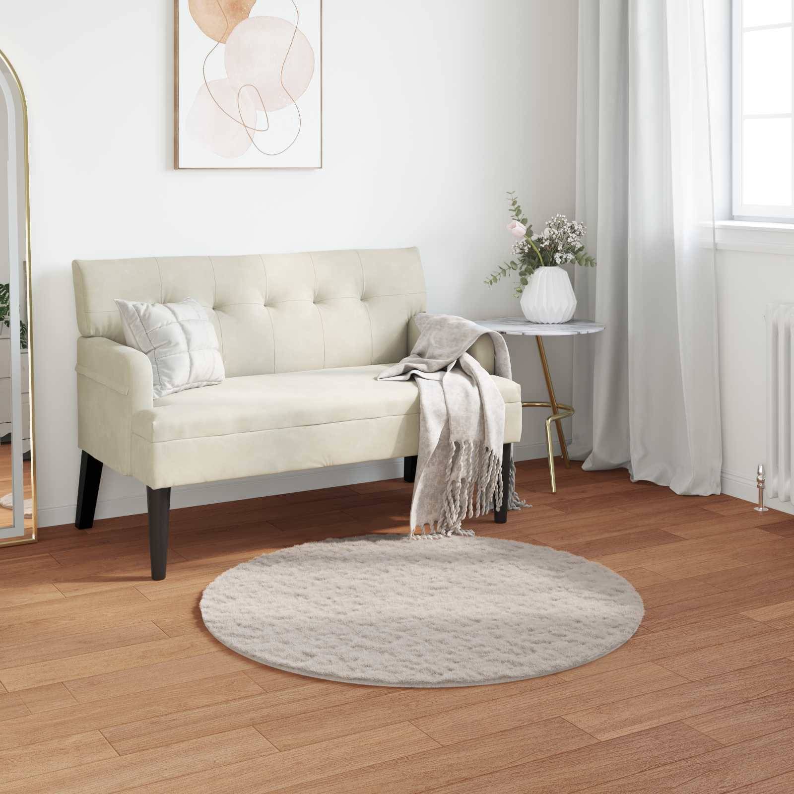 vidaXL Rutschfester Teppich aus Kunstkaninchenfell OLITE Beige Ø 80 cm