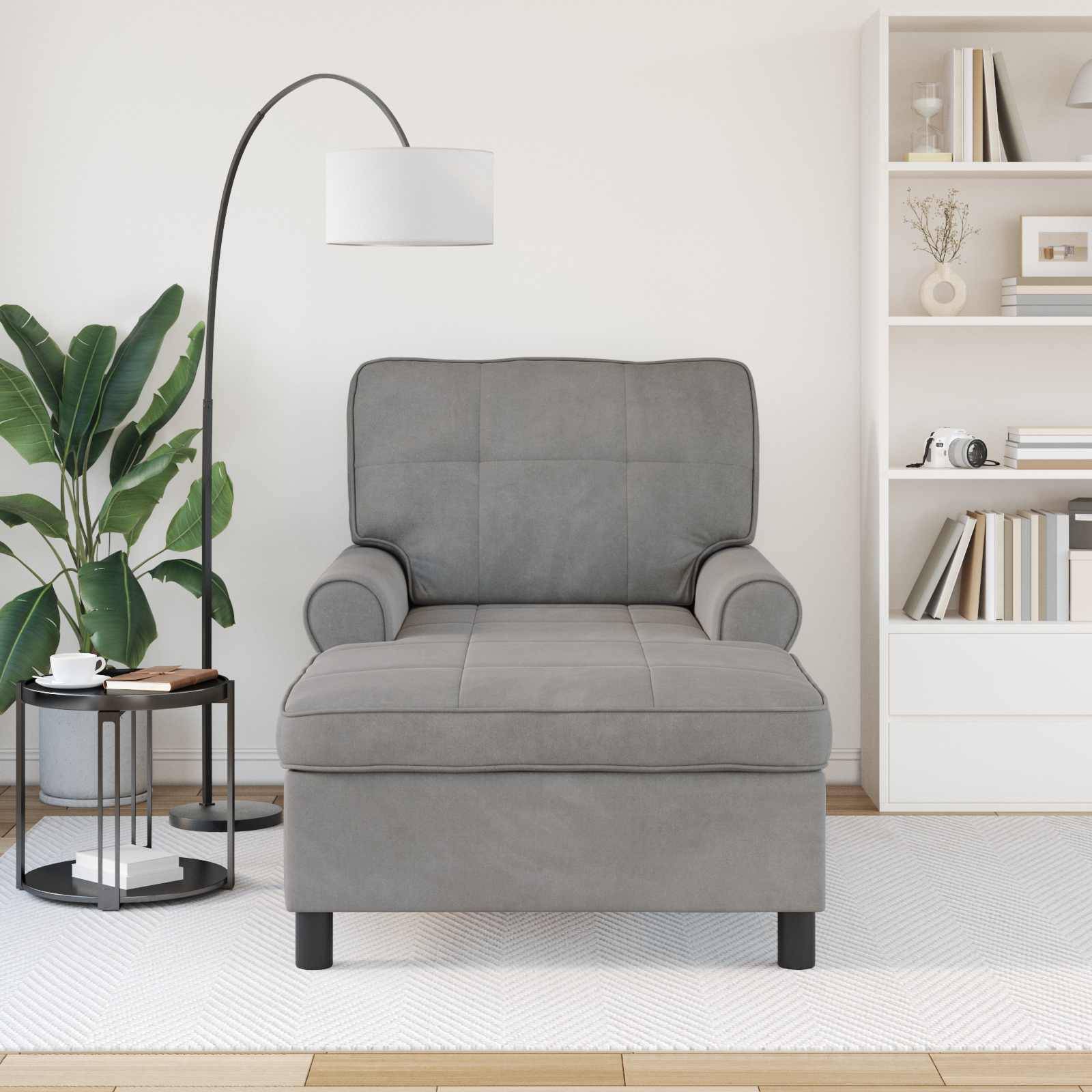 vidaXL Lounge-Liege mit Kissen Hellgrau 91 x 157 x 91 cm Samt