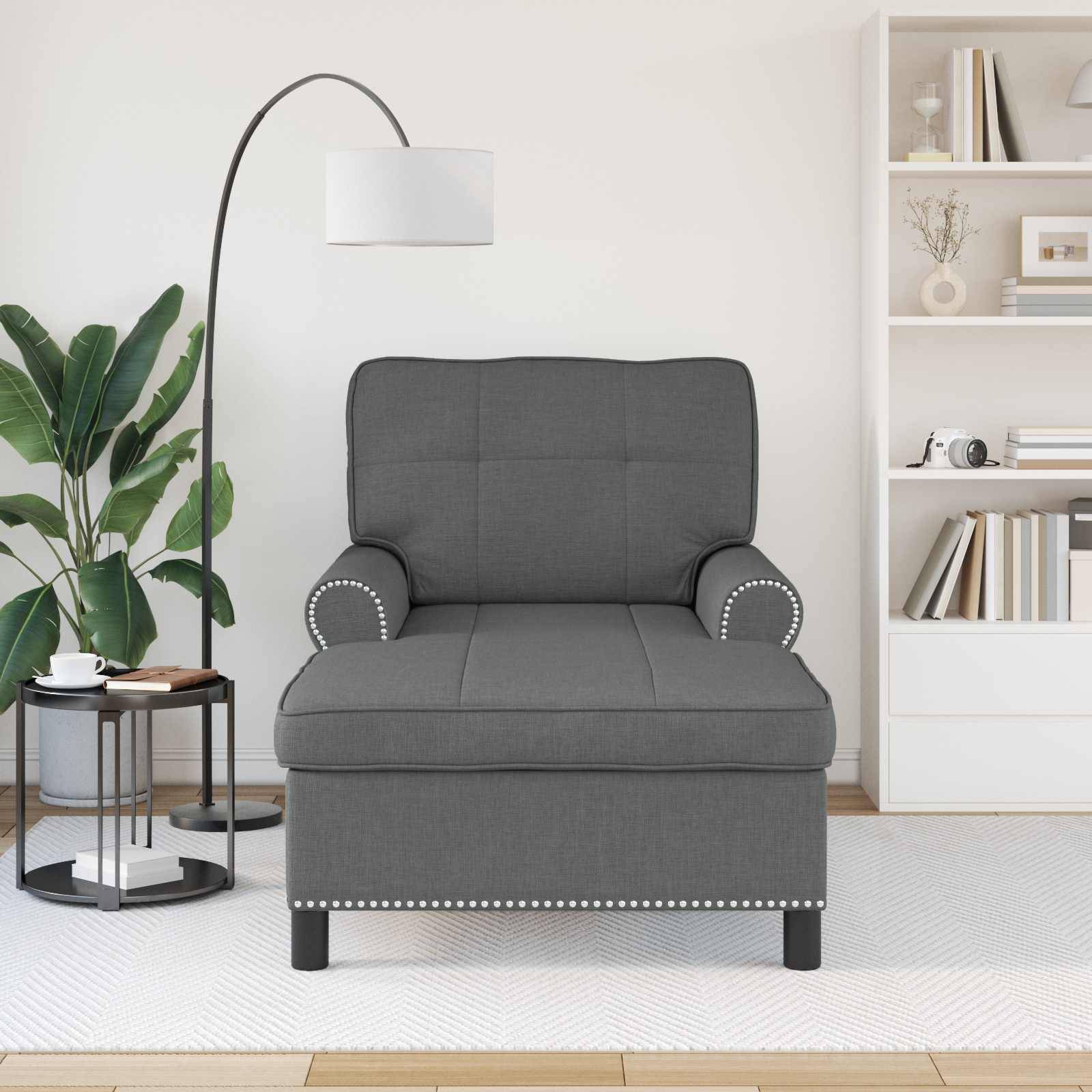 vidaXL Lounge-Liege mit Kissen Dunkelgrau 91 x 157 x 91 cm Stoff