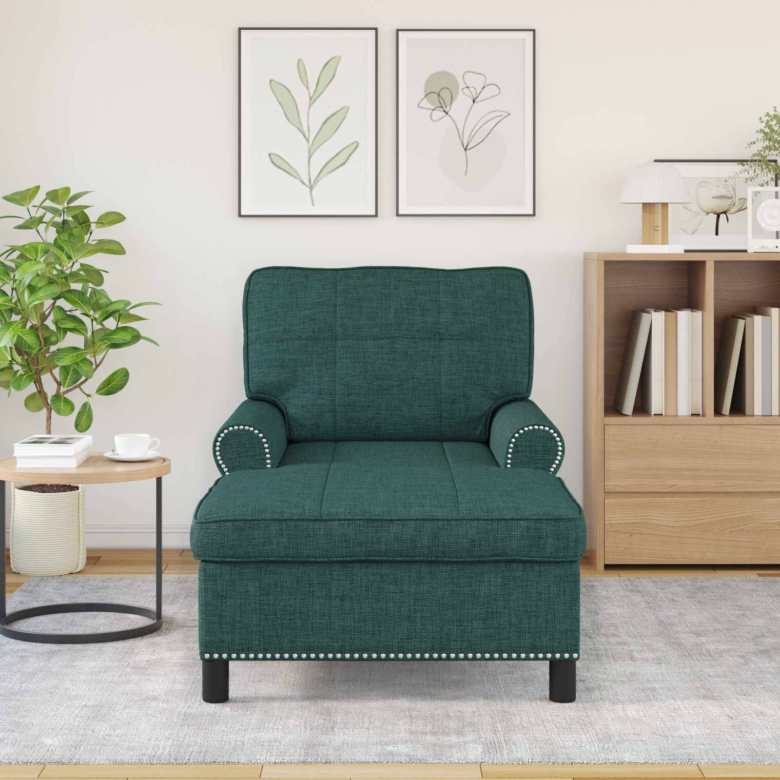 vidaXL Lounge-Liege mit Kissen Dunkelgrün 91 x 157 x 91 cm Stoff