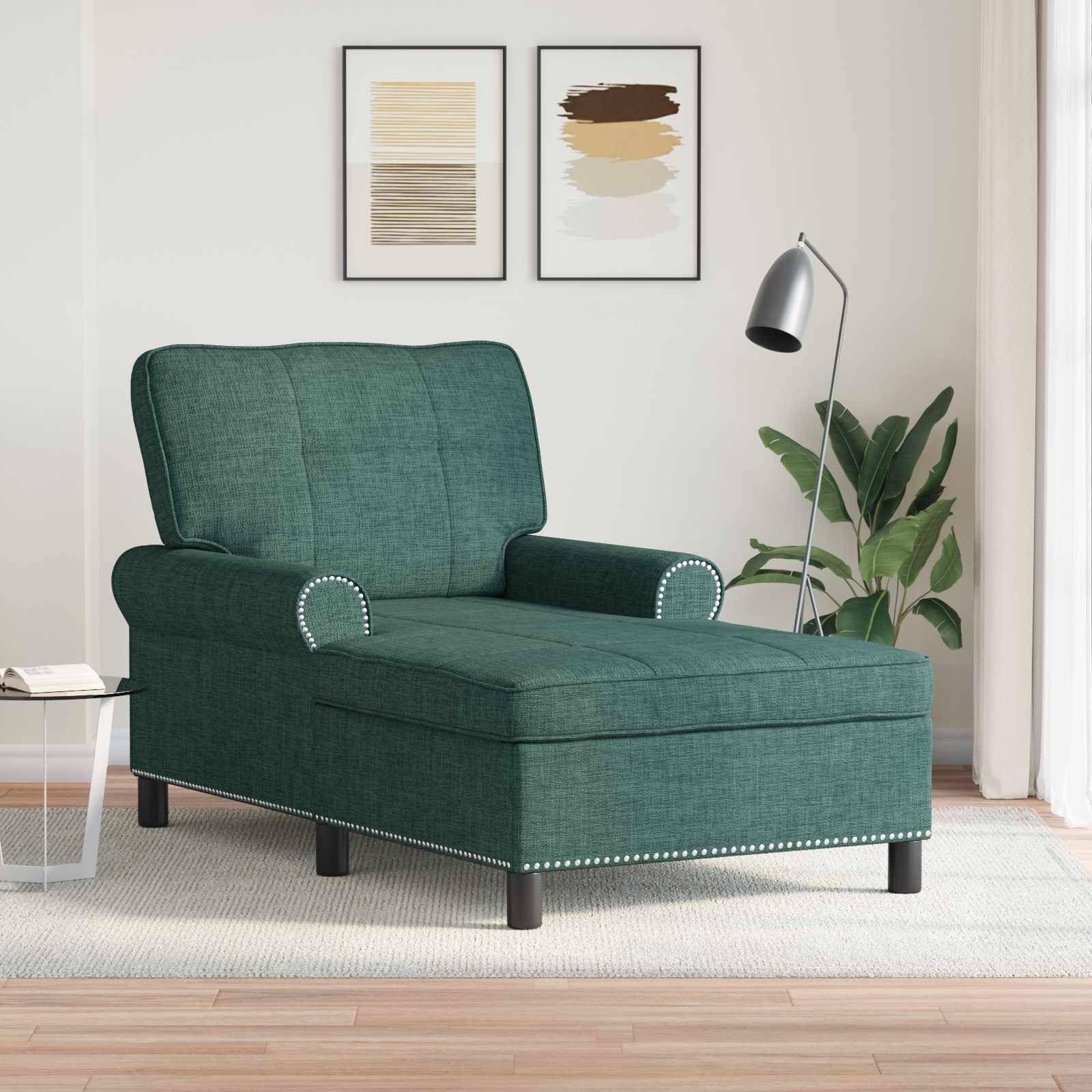 vidaXL Lounge-Liege mit Kissen Dunkelgrün 91 x 157 x 91 cm Stoff
