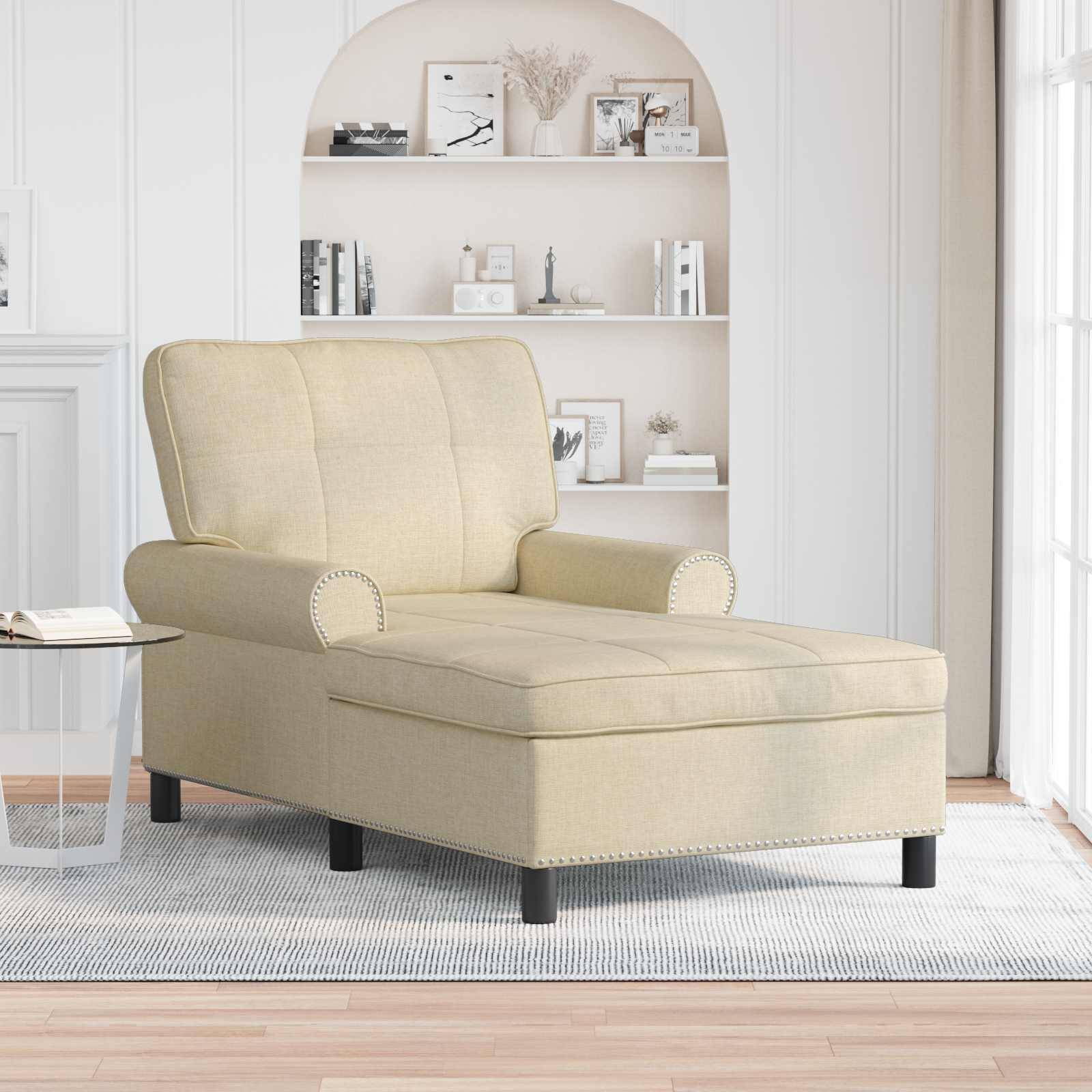 vidaXL Lounge-Liege mit Kissen Creme 91 x 157 x 91 cm Stoff