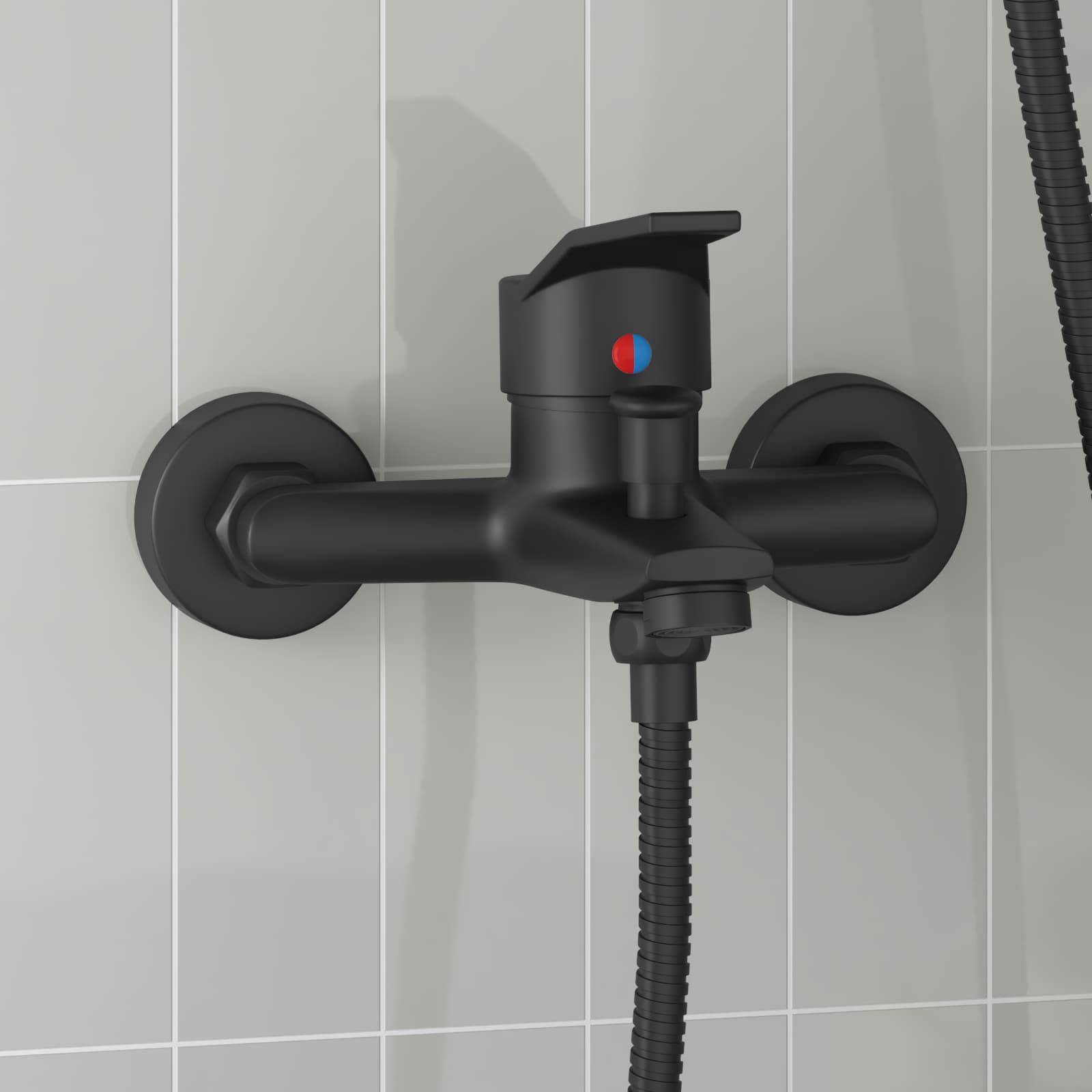 vidaXL Duschmischer Schwarz G 1 / 2 Zoll