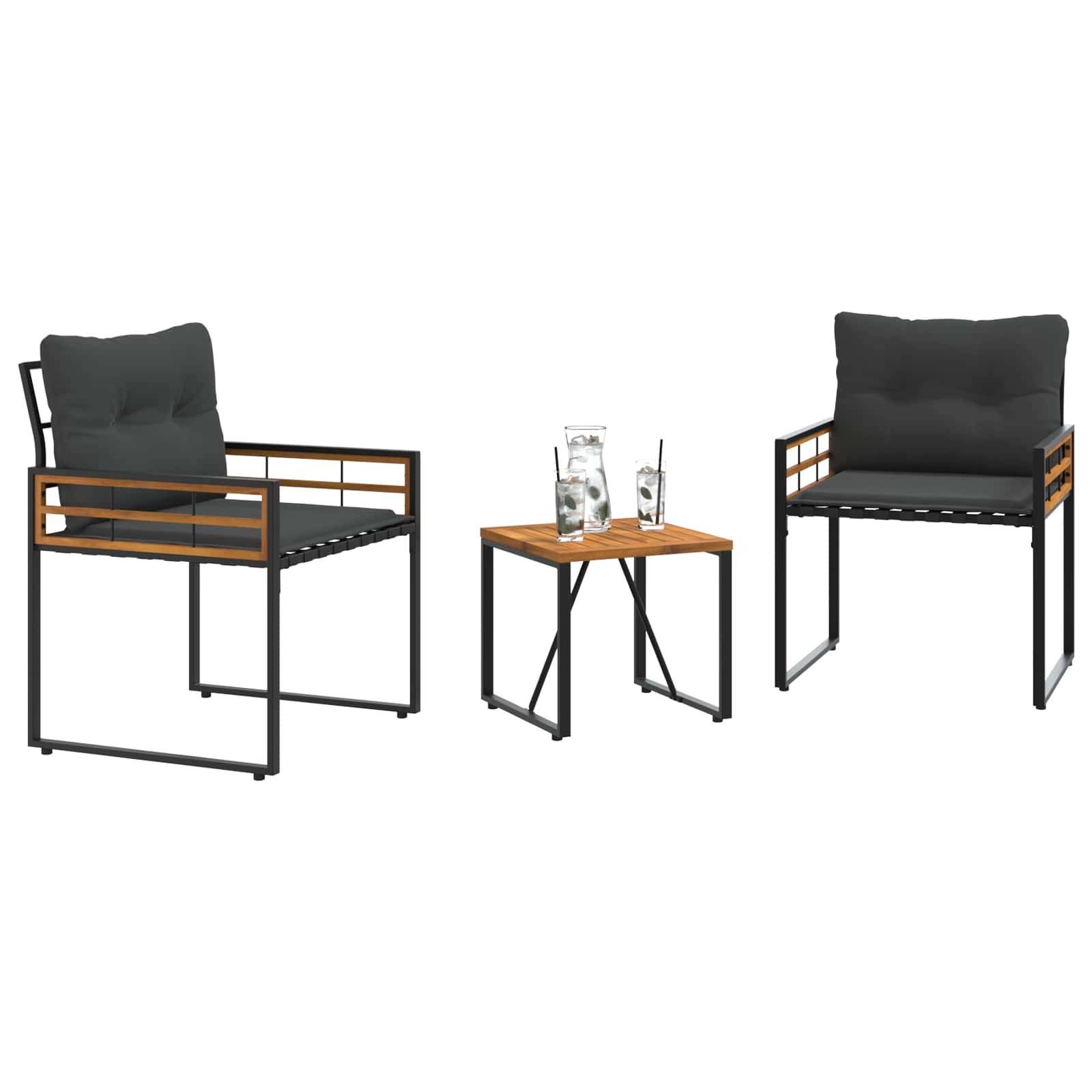 vidaXL Gartenmöbel Set mit Kissen 3 pcs Blassgrau