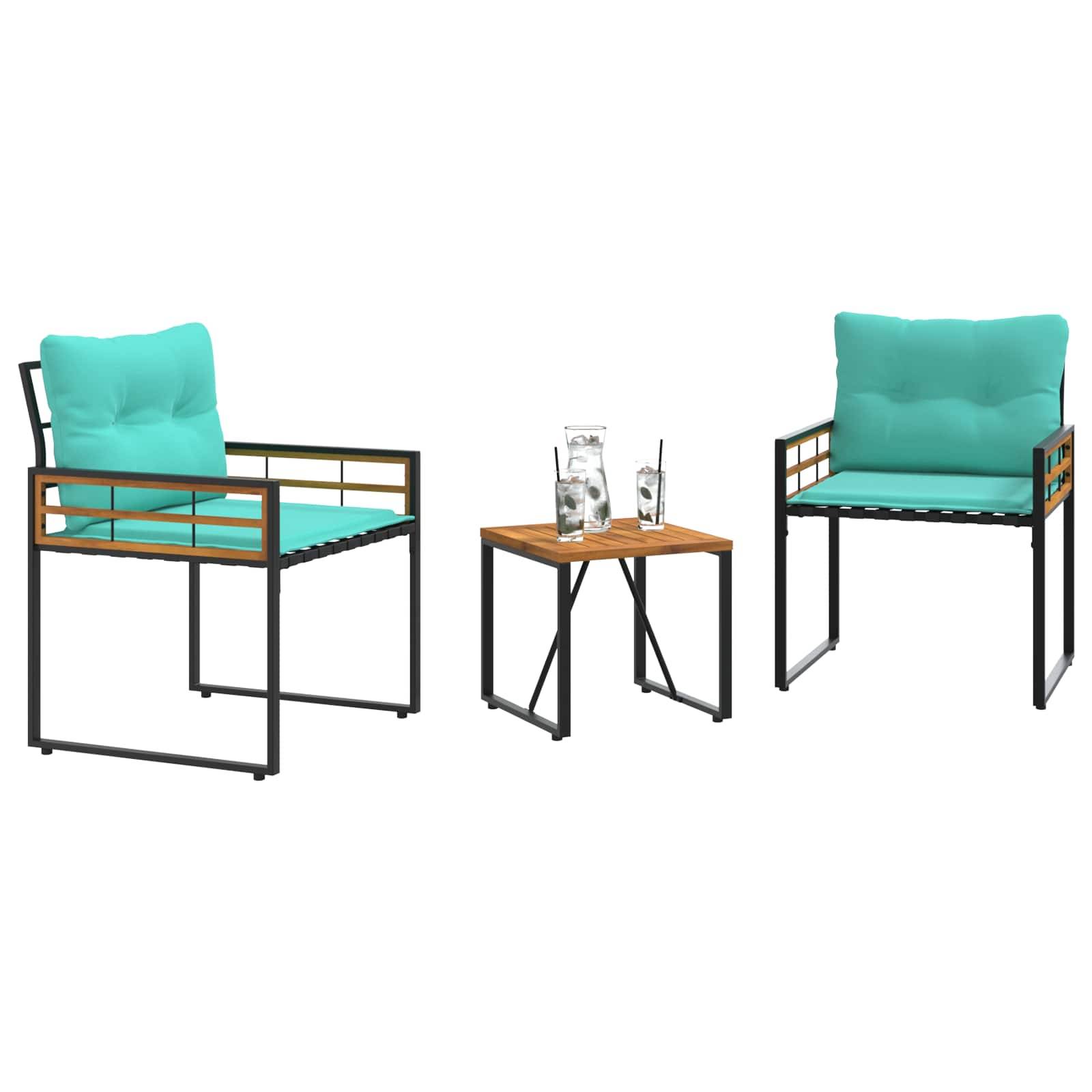 vidaXL Gartenmöbel Set mit Kissen 3 pcs Türkis