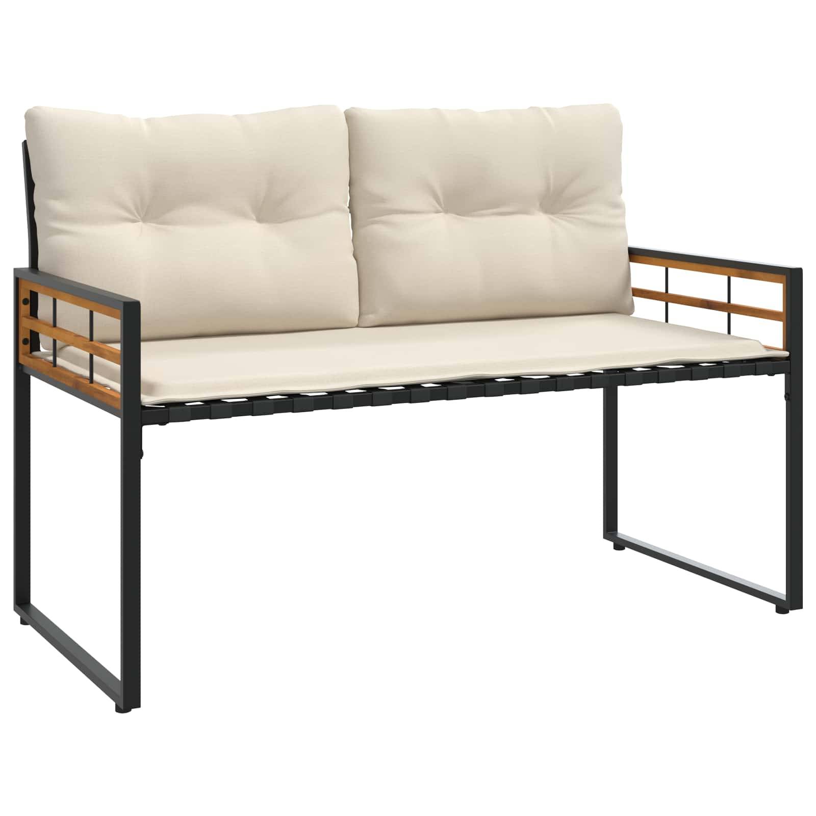 vidaXL Holz-Lagenbank mit Kissen Uni mit Kissen Creme 114 x 55 x 77 cm