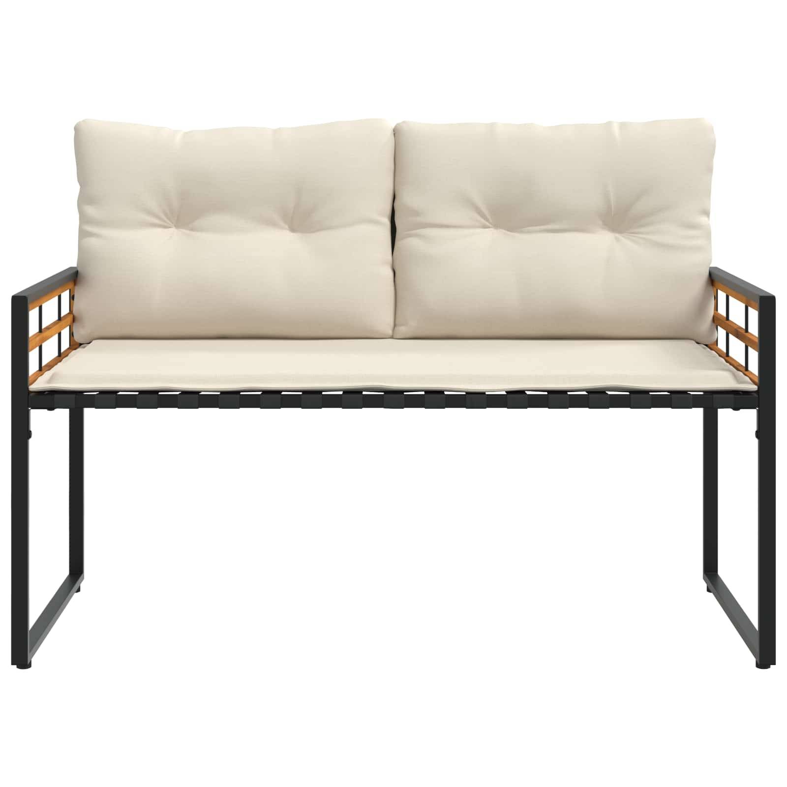 vidaXL Holz-Lagenbank mit Kissen Uni mit Kissen Creme 114 x 55 x 77 cm