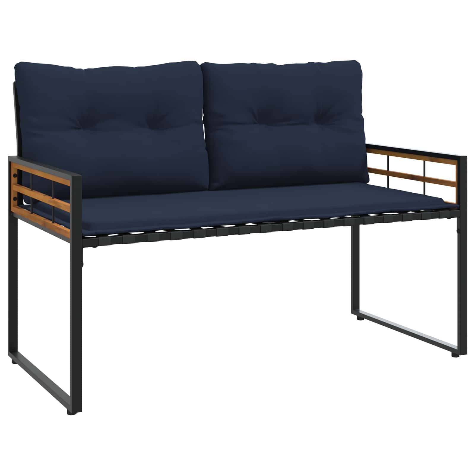 vidaXL Holz-Lagenbank mit Kissen Uni Marineblau 114 x 55 x 77 cm