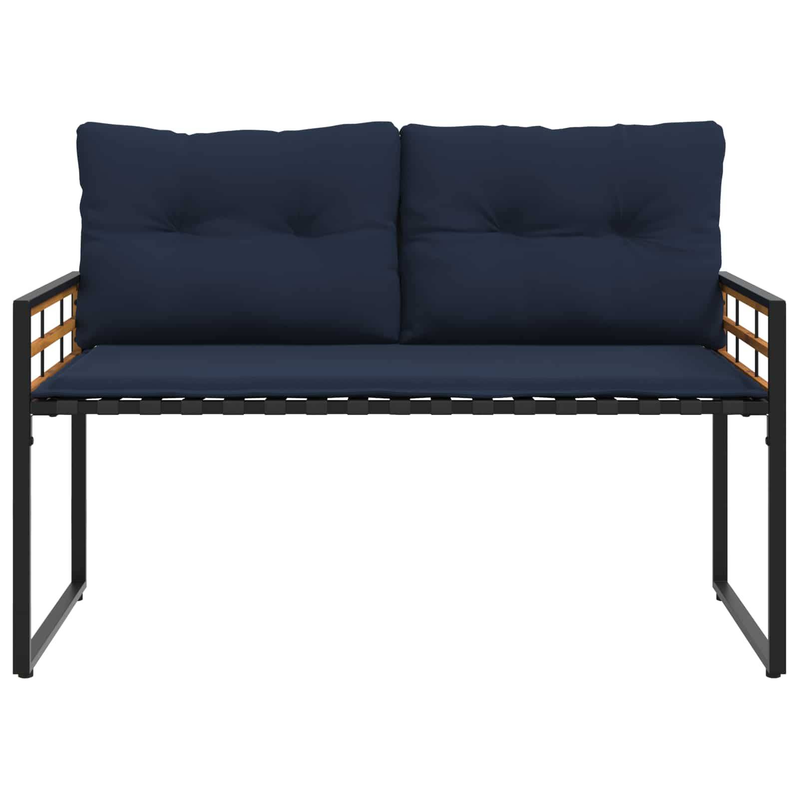 vidaXL Holz-Lagenbank mit Kissen Uni Marineblau 114 x 55 x 77 cm
