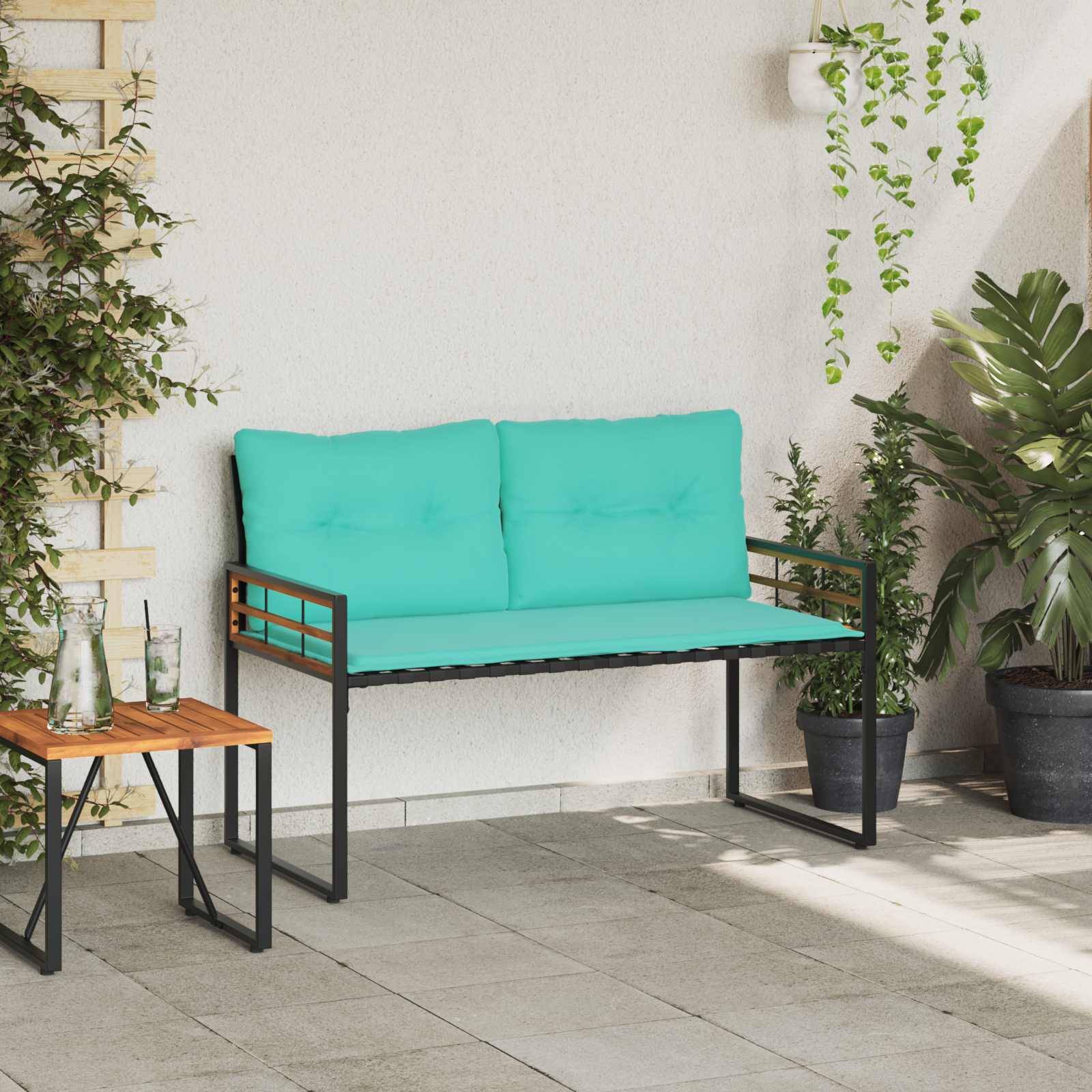 vidaXL Holz-Lagenbank mit Kissen Uni Türkis 114 x 55 x 77 cm