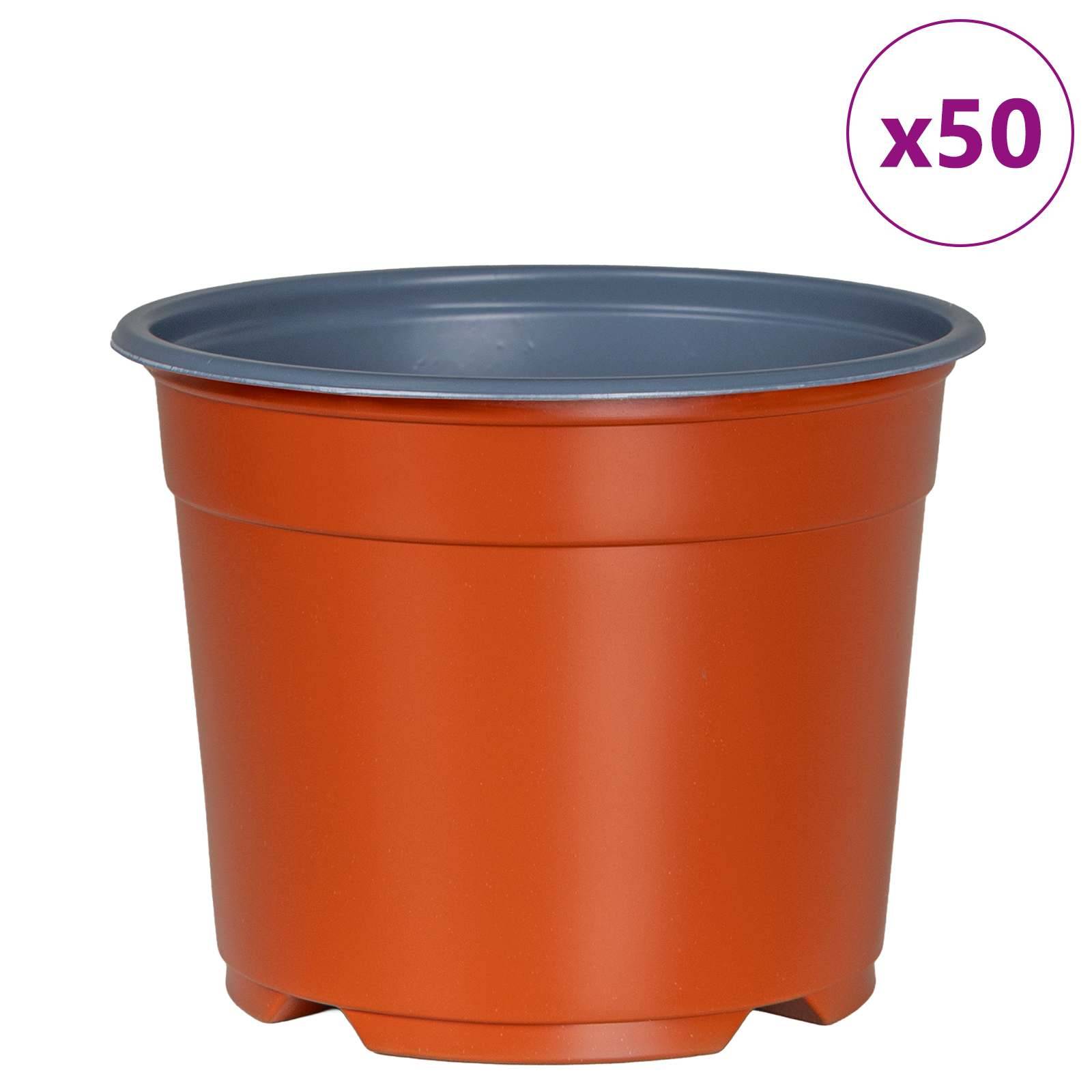 vidaXL Runder Blumentopf 50 pcs Terrakotta Ø 15 x 12,5 cm Kunststoff
