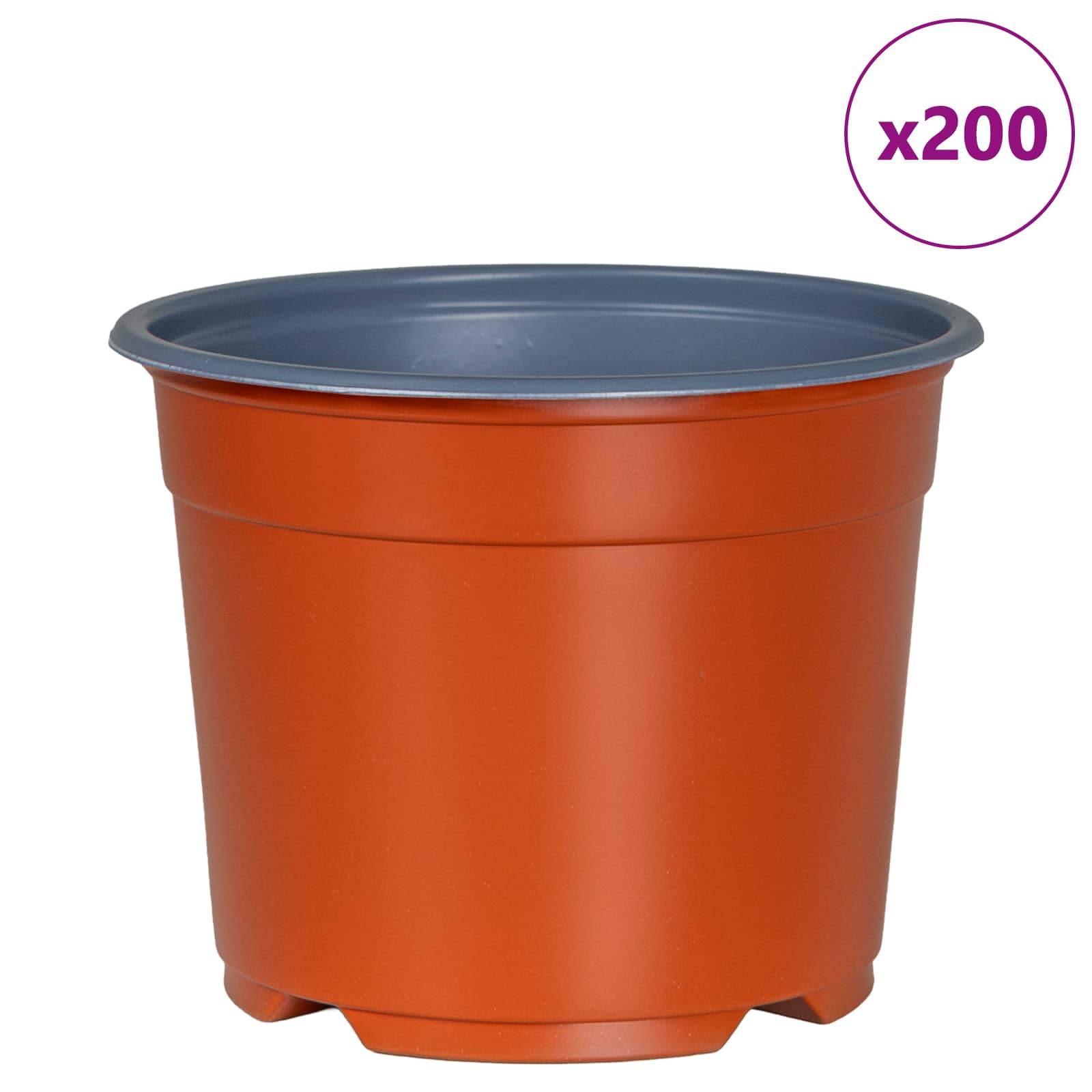 vidaXL Runder Blumentopf 200 pcs Terrakotta Ø 15 x 12,5 cm Kunststoff