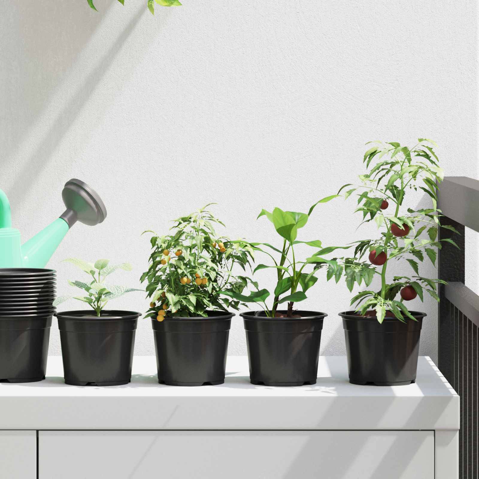 vidaXL Runder Blumentopf 50 pcs Schwarz Ø 15 x 12,5 cm Kunststoff