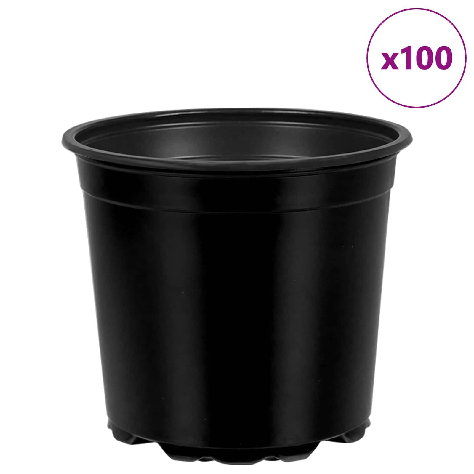vidaXL Blumentopf 100 pcs Schwarz Ø 15 x 13 cm Kunststoff