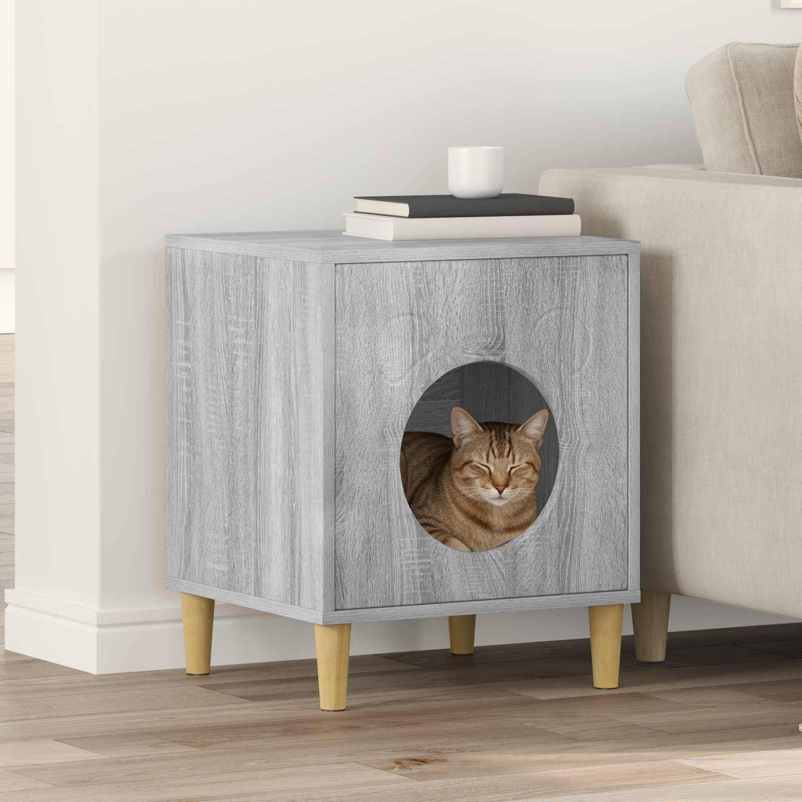 vidaXL Katzenhaus Graues Sonoma 42,5 x 40 x 53 cm Holzwerkstoff