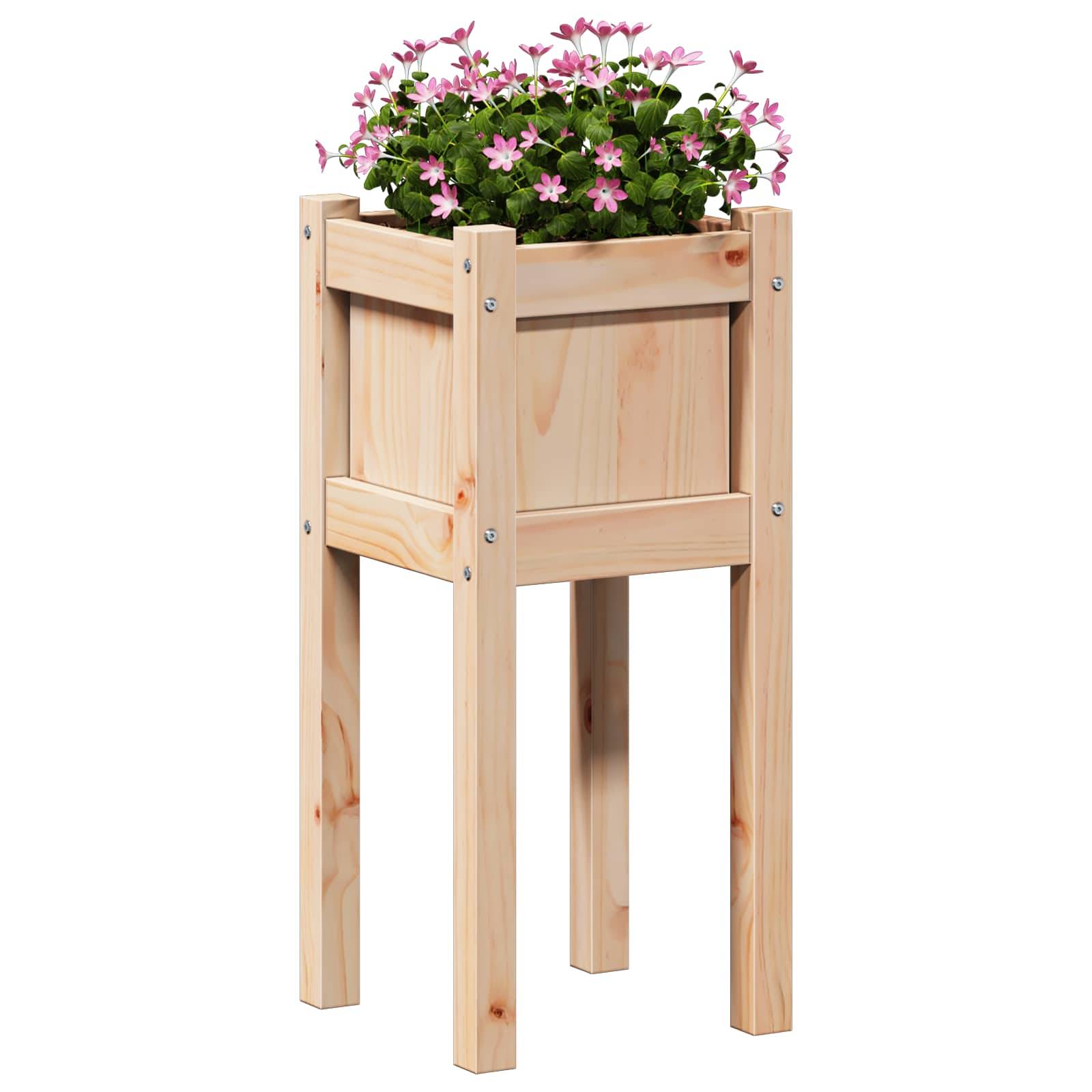 vidaXL Garten-Pflanzgefäß Natur 31 x 31 x 70 cm Massives Kiefernholz