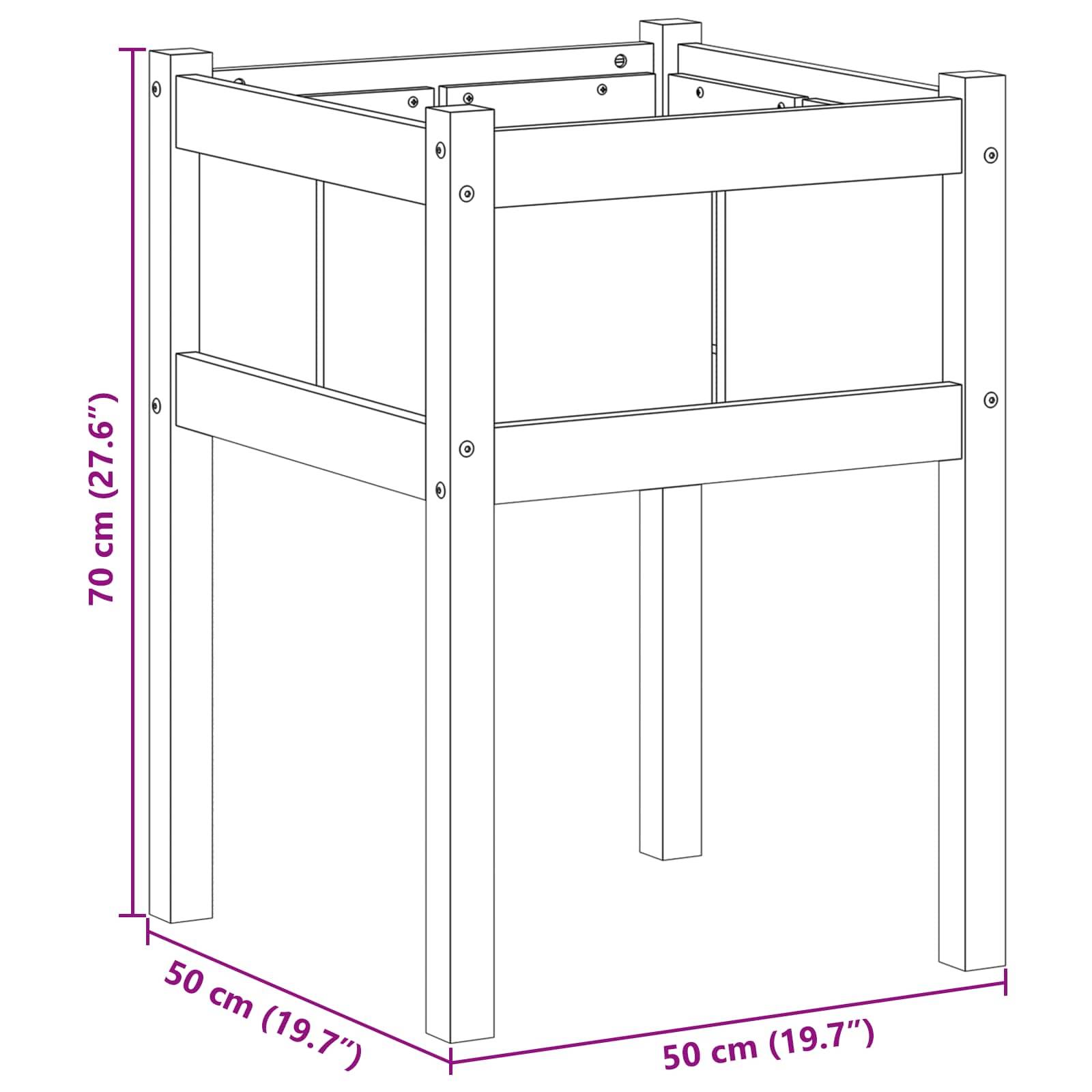 vidaXL Garten-Pflanzgefäß Natur 50 x 50 x 70 cm Massives Kiefernholz