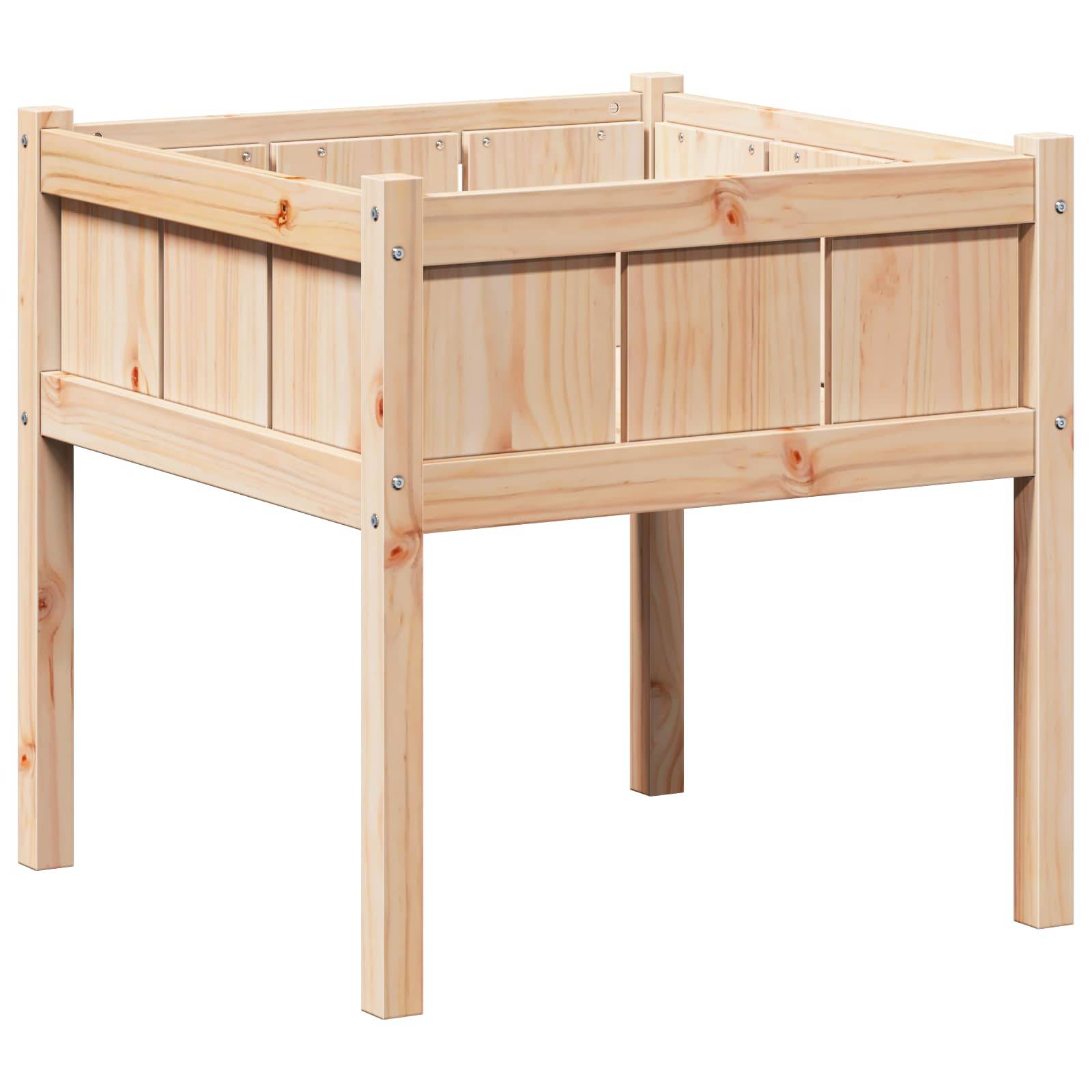 vidaXL Garten-Pflanzgefäß Natur 70 x 70 x 70 cm Massives Kiefernholz