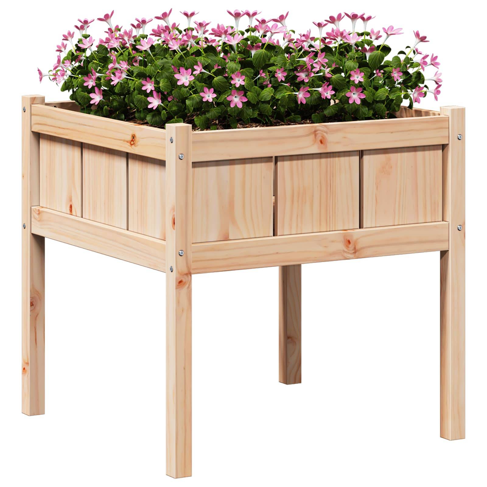 vidaXL Garten-Pflanzgefäß Natur 70 x 70 x 70 cm Massives Kiefernholz