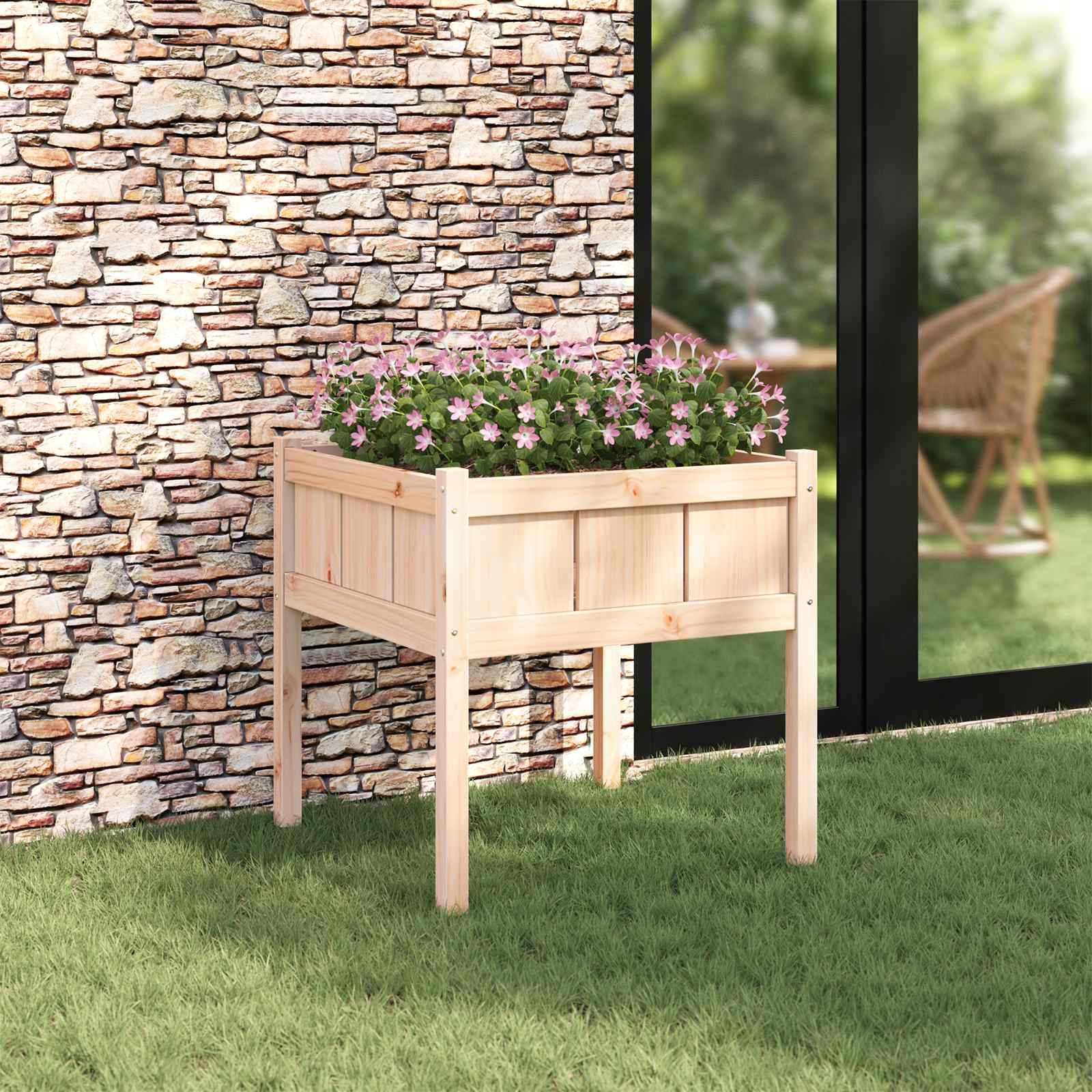 vidaXL Garten-Pflanzgefäß Natur 70 x 70 x 70 cm Massives Kiefernholz