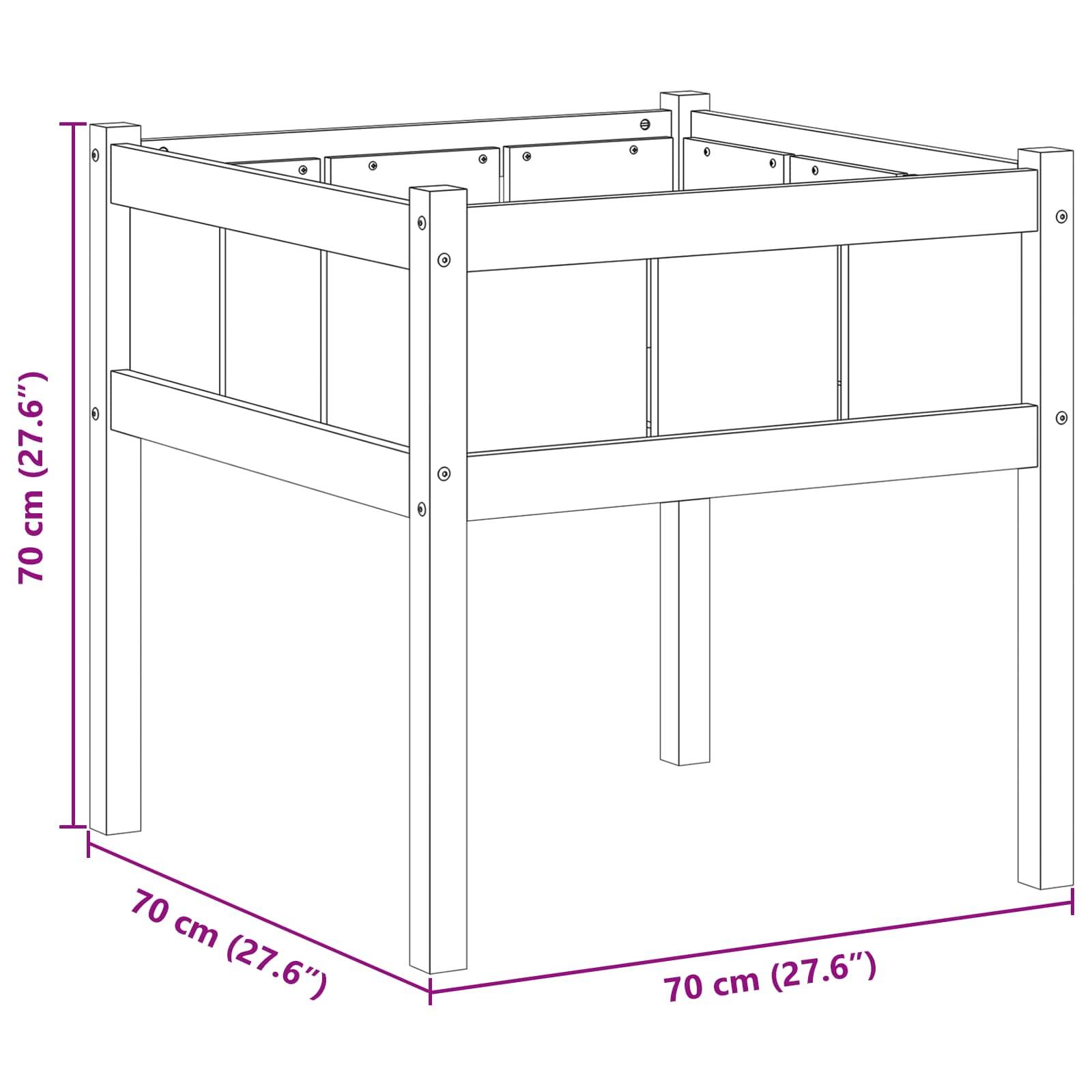 vidaXL Garten-Pflanzgefäß Natur 70 x 70 x 70 cm Massives Kiefernholz