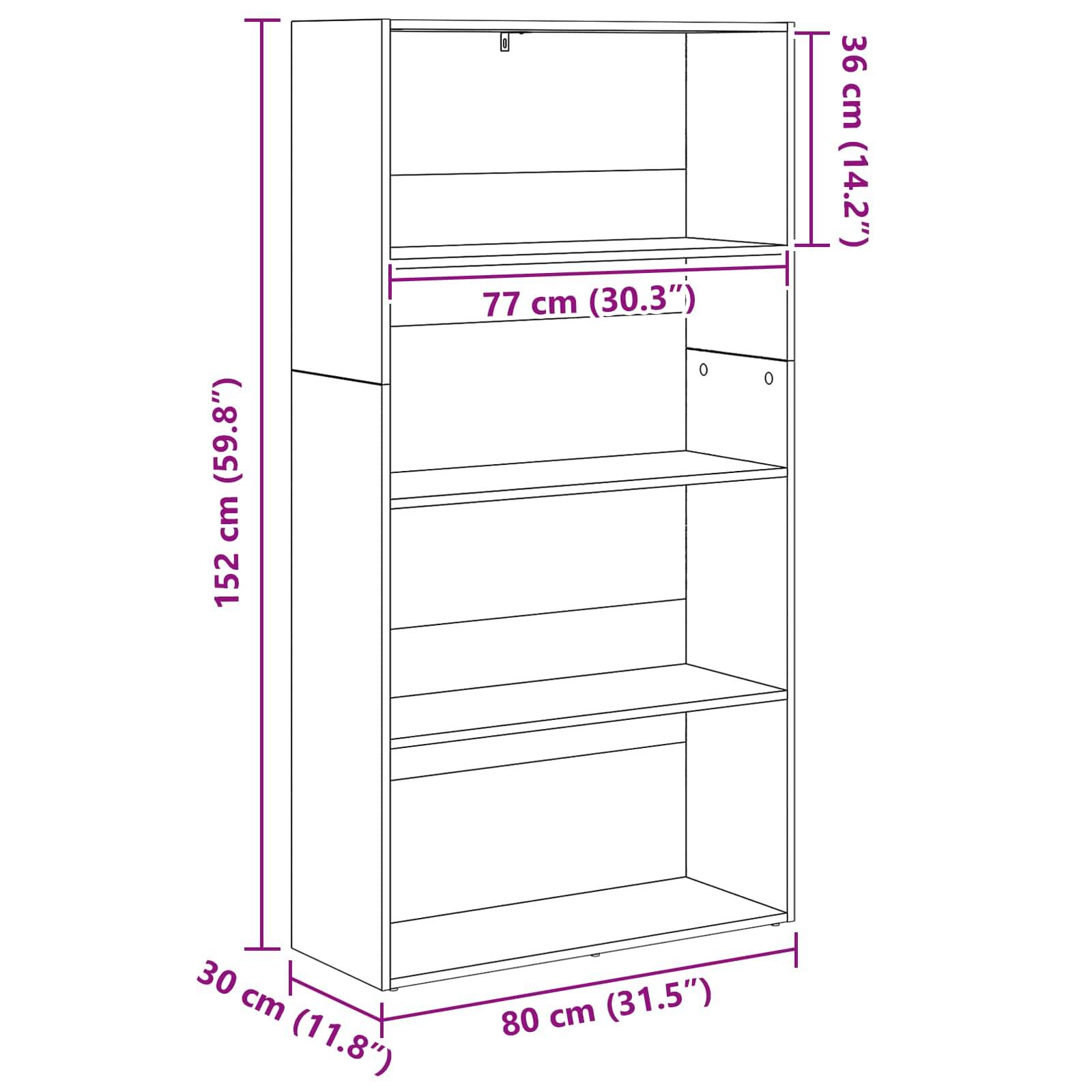 vidaXL Freistehender Stauraum Schwarz Eichen-Optik 80 x 30 x 152 cm