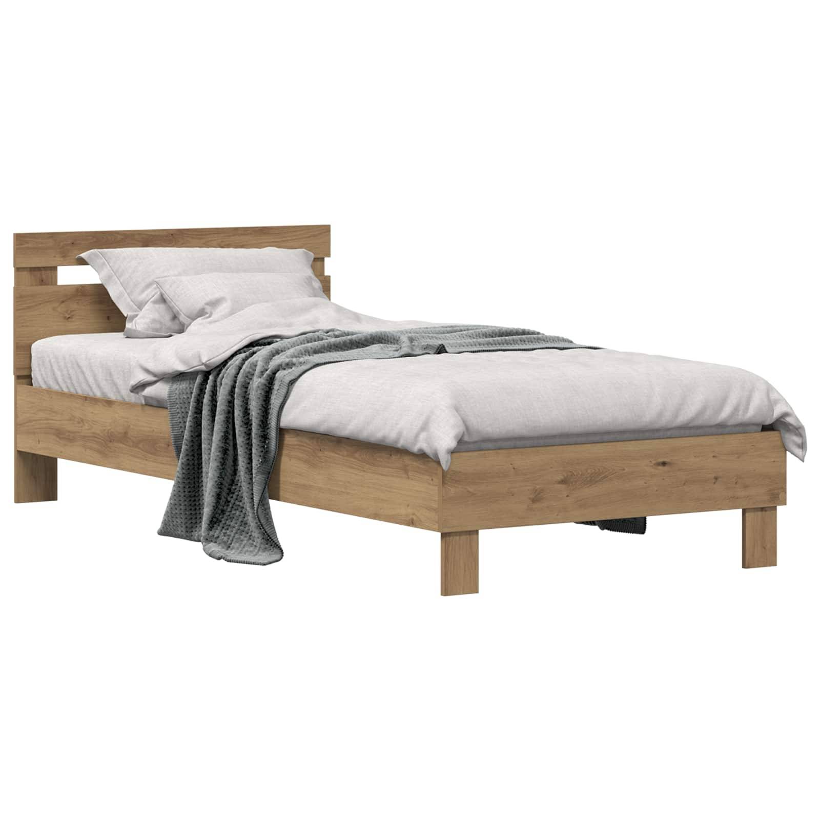 vidaXL Bettrahmen Artisan-Eiche 98,5 x 200 cm Holzwerkstoff