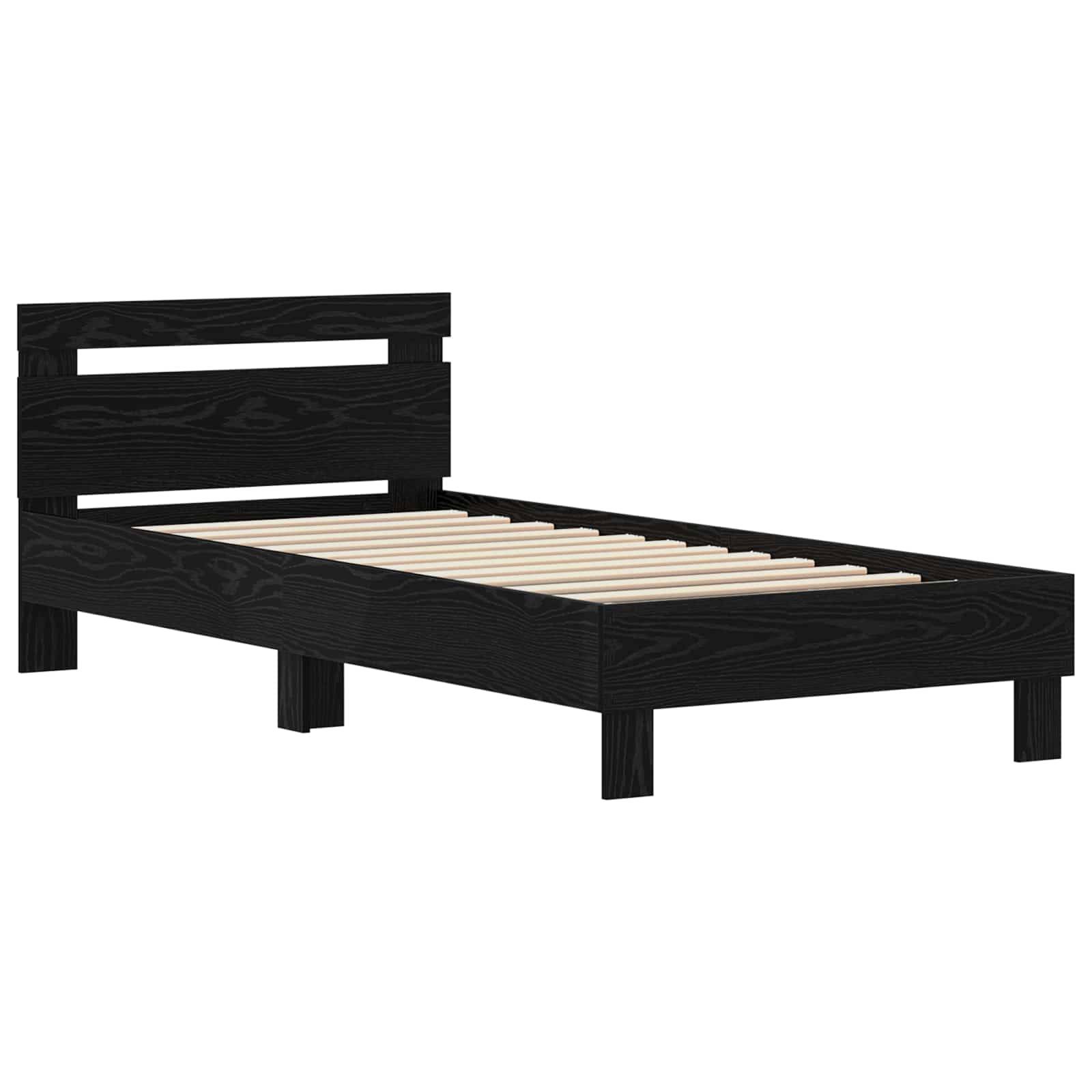 vidaXL Bettrahmen Schwarz Eichen-Optik 75 x 190 cm Holzwerkstoff