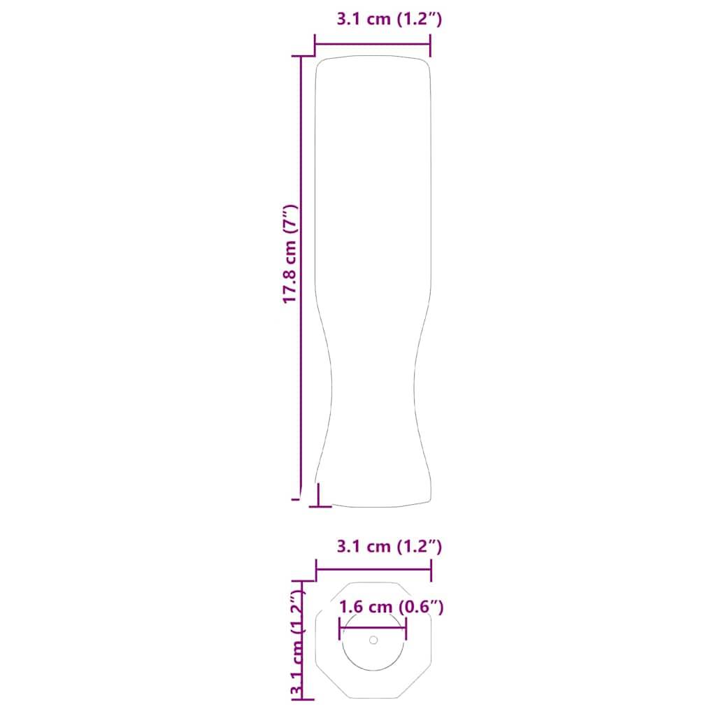 Ein Diagramm, das die Abmessungen einer Pillenflasche zeigt: 17,8 cm (7