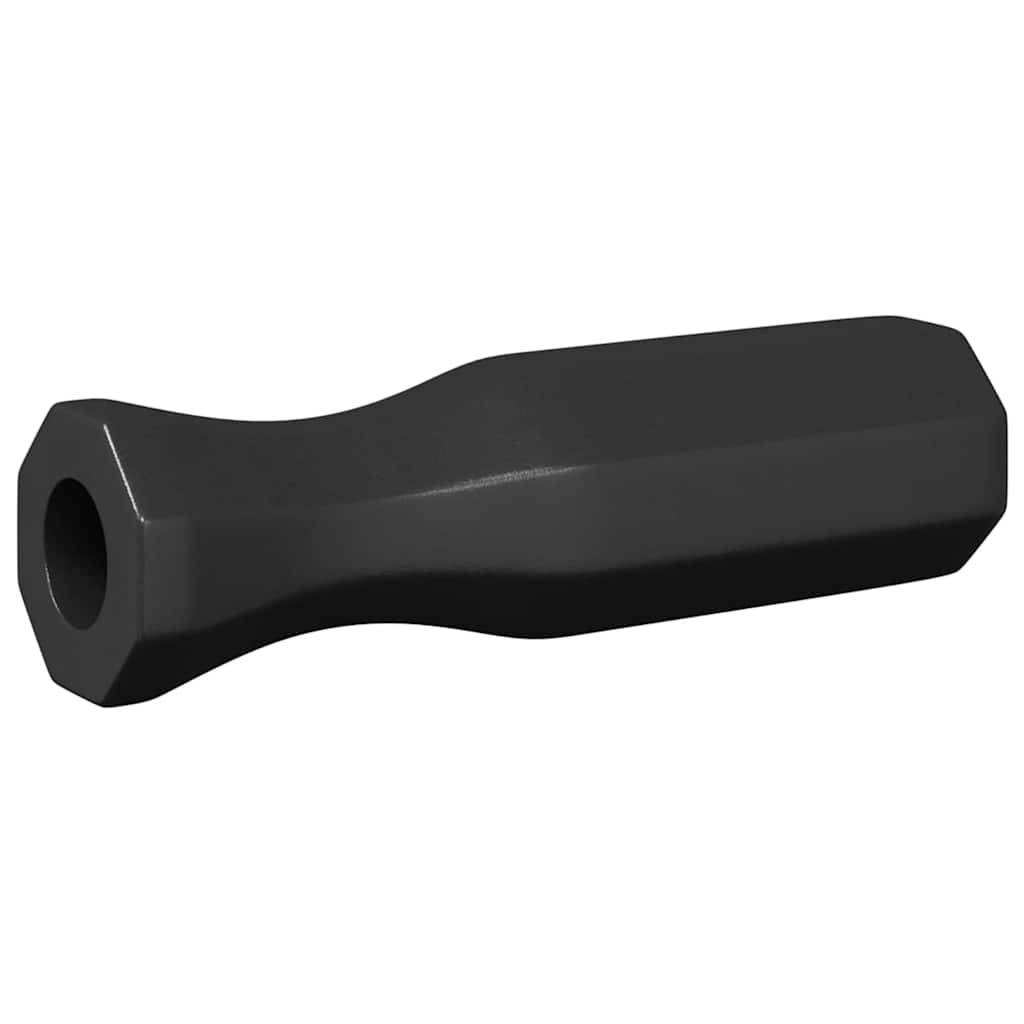 Ein schwarzer sechseckiger Werkzeuggriff mit gerilltem, ergonomischem Design für besseren Halt. Er verfügt über ein hohles Ende zum Anbringen verschiedener Werkzeugköpfe.
